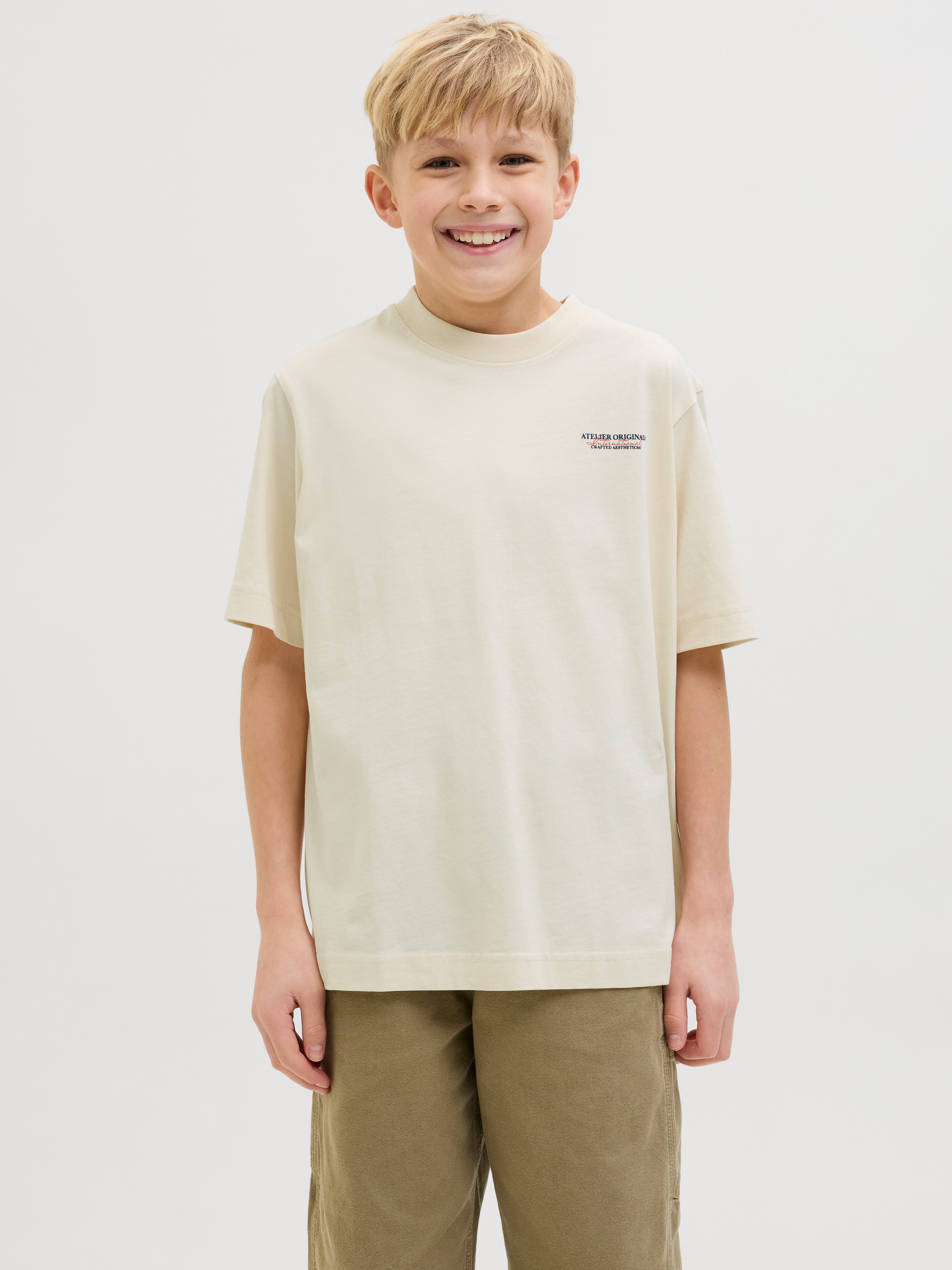 Jack & Jones Junior T-shirt JORISLINGTON TYPE TEE SS CREW N. SN JNR jongens t-shirts maat 164 wit