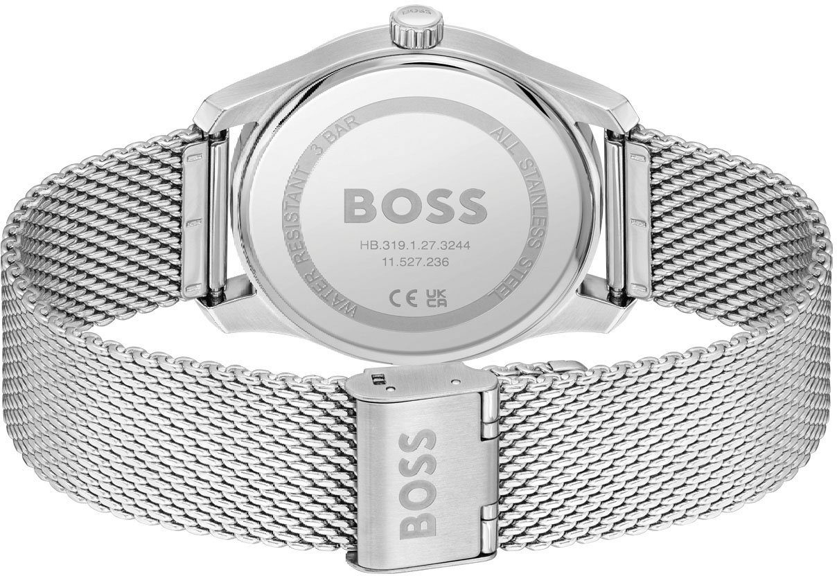 Boss Kwartshorloge Principle Horloge, herenhorloge, stalen band, ideaal ook als cadeau (set, 2-delig, Met leren band)
