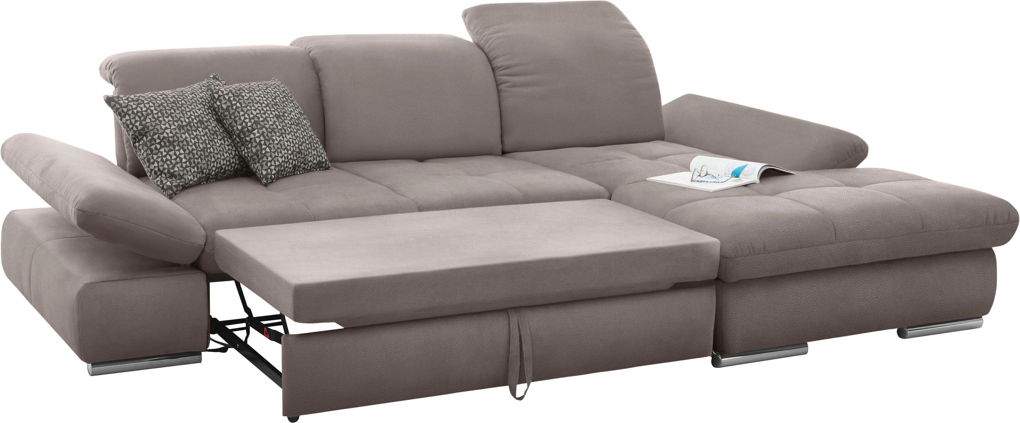 set one by Musterring Hoekbank SO4100 V met verstelbare hoofdeinden, optioneel met functies, cord bekleding