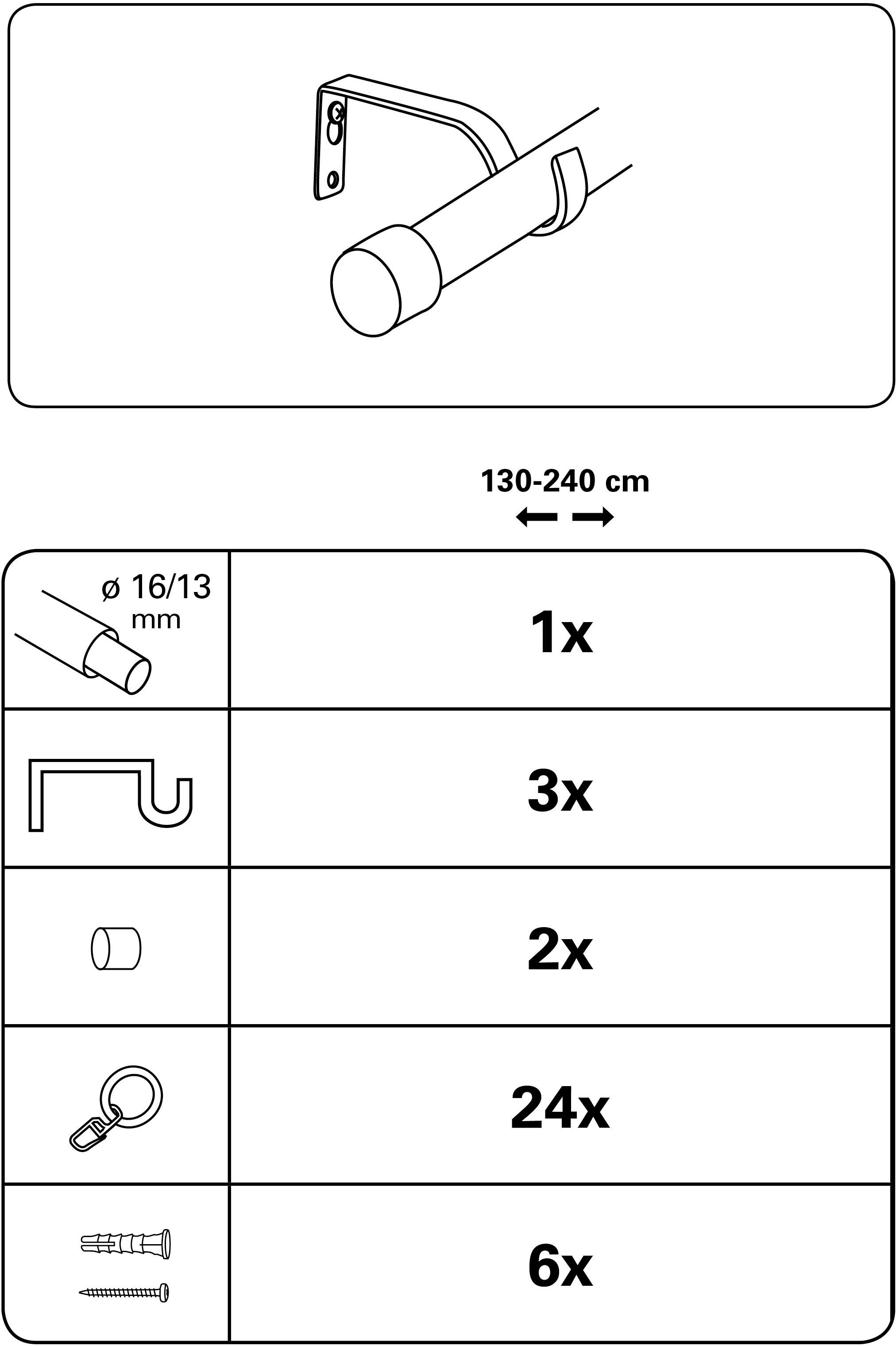 GARDINIA Gordijnroede Set metaal (1 stuk)