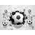 consalnet fotobehang 3d-voetballen steenrood, voor kinder- en tienerkamer wit