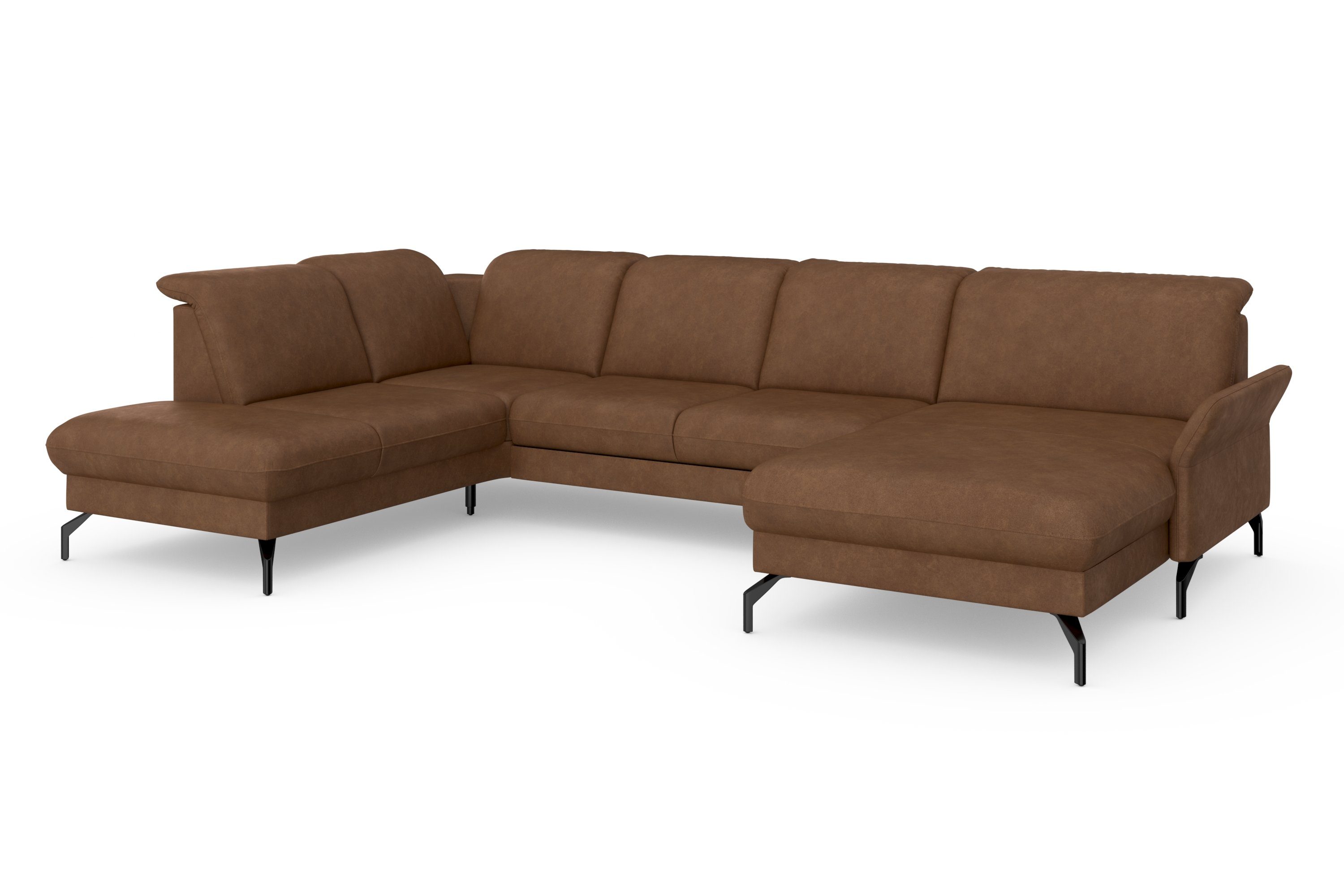 sit&more Zithoek Fashion U-vorm naar keuze met verstelbare hoofdsteun, uittrekzitting, motorisch, metalen poten