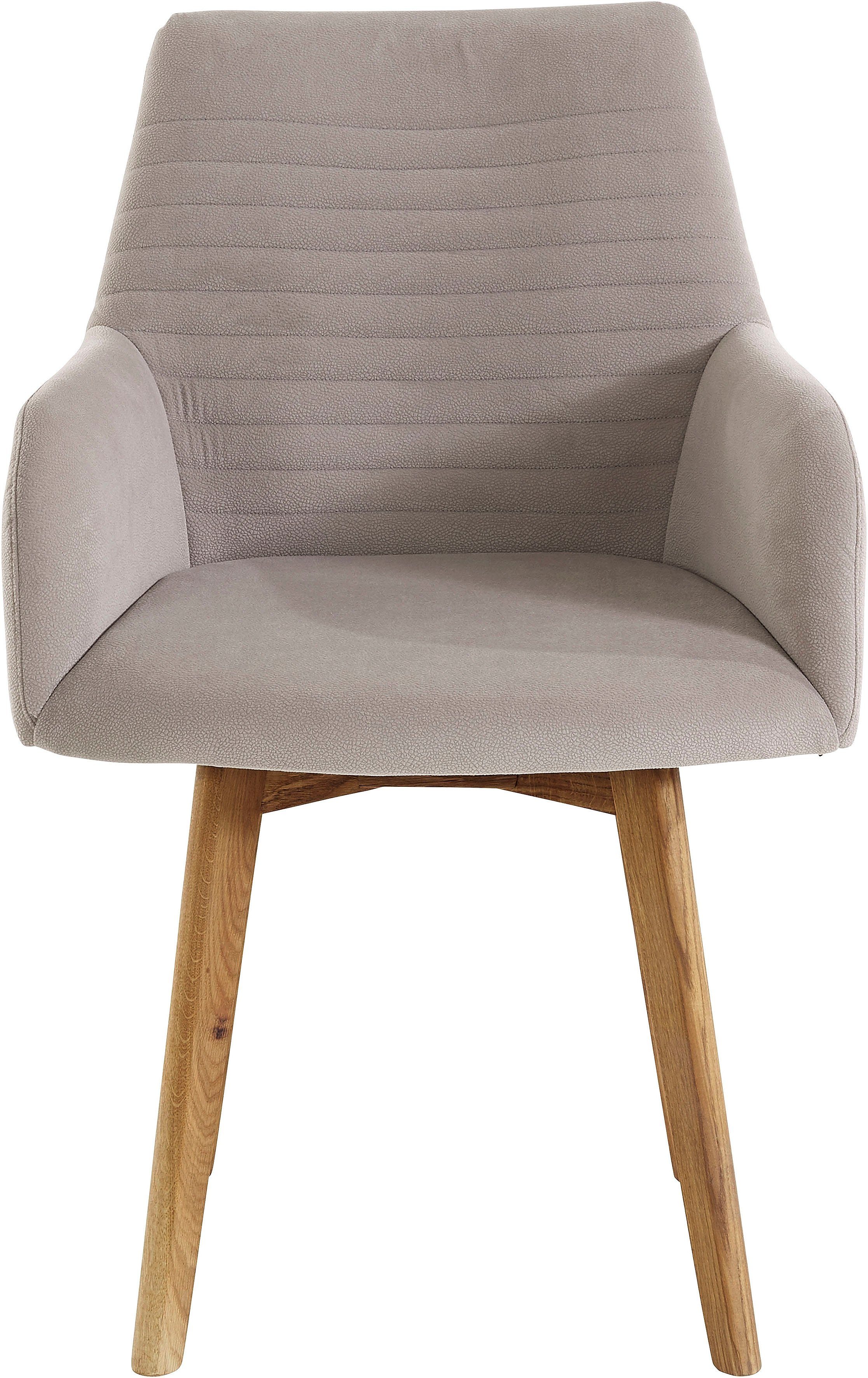 OTTO products Stoel met armleuningen Alessja Bekleding van microvezel, frame van eiken massief hout (set, 2 stuks)