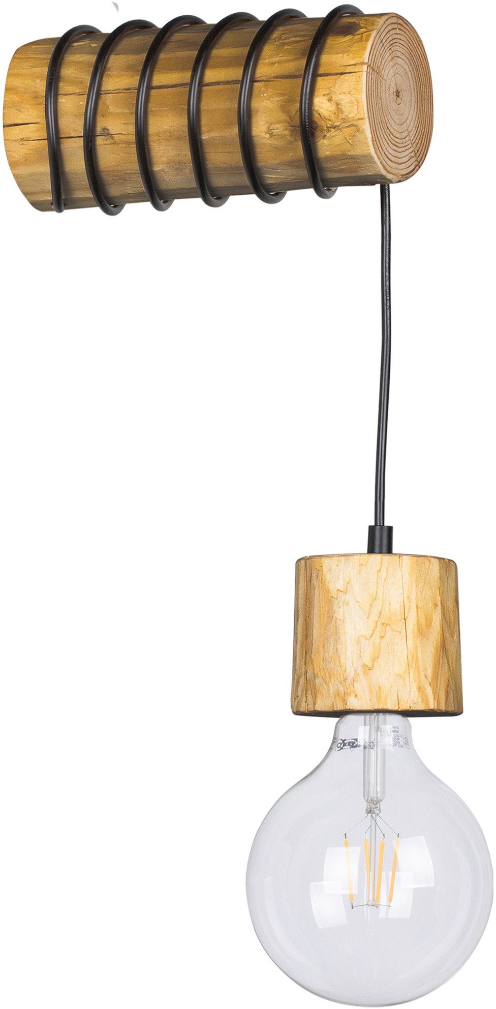 SPOT Light Wandlamp TRABO PINO Houten balk van massief grenenhout ø 8-12 cm, duurzaam - FSC®-gecertificeerd, bijpassende LM E27/exclusief, Made in Europe