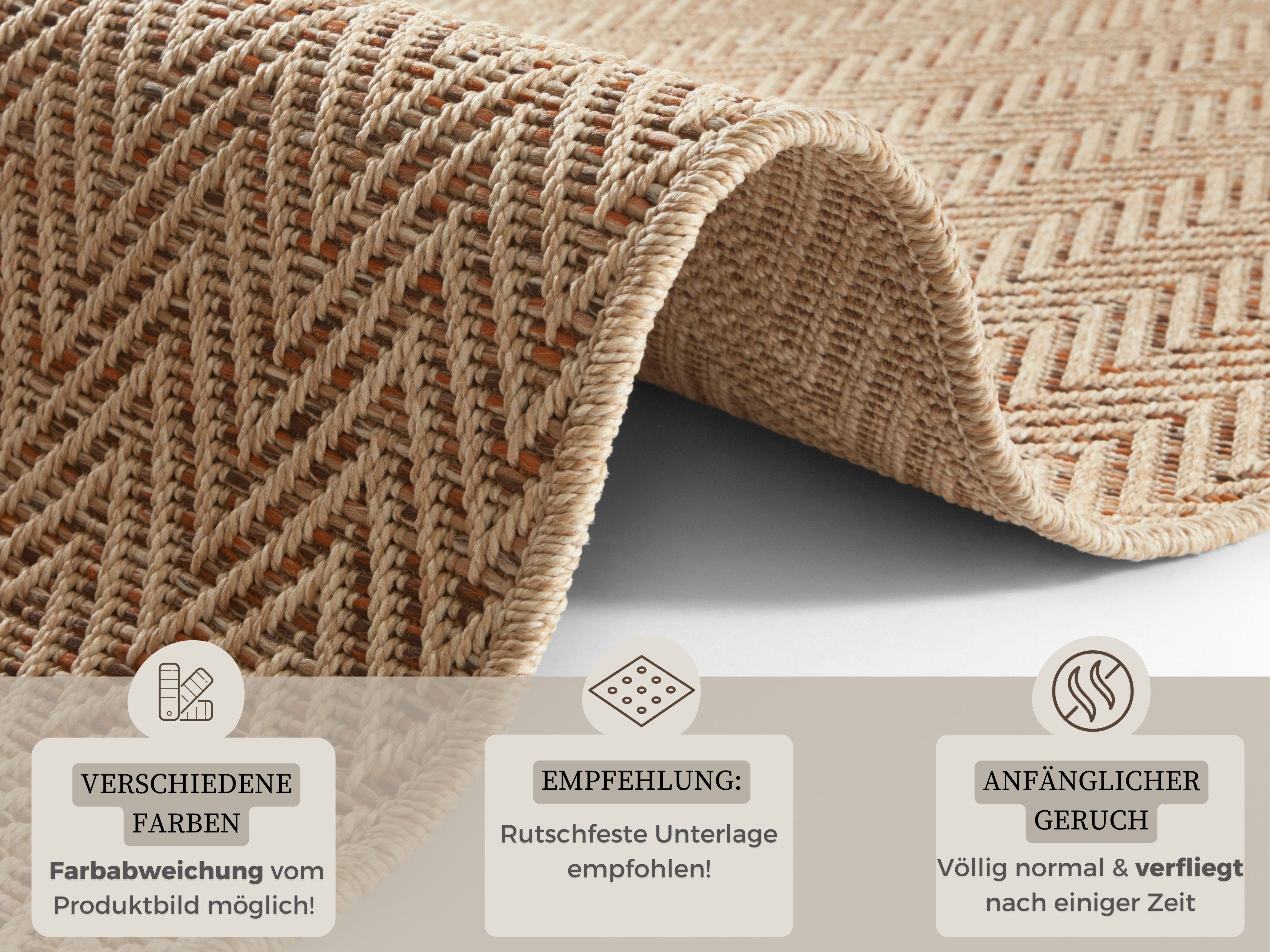 HANSE Home Loper Nature 500 Platweefsel, in- & outdoor, antislip, hal, keuken, tuin, terras