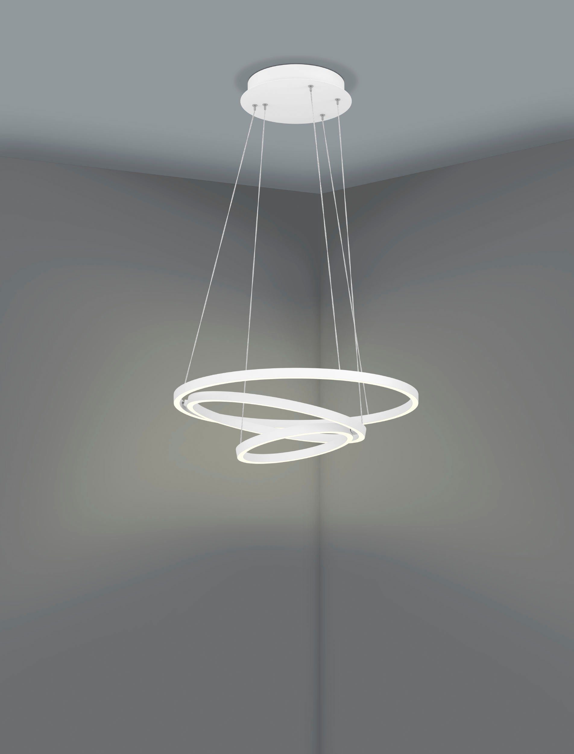 EGLO Hanglamp LOBINERO-Z hanglamp wit, instelbaar wit, ZigBee 3.0, pendellamp Timer, App/spraakbesturing Alexa, ‎‎‎‎58x58x110cm, excl. afstandsbediening (1 stuk)