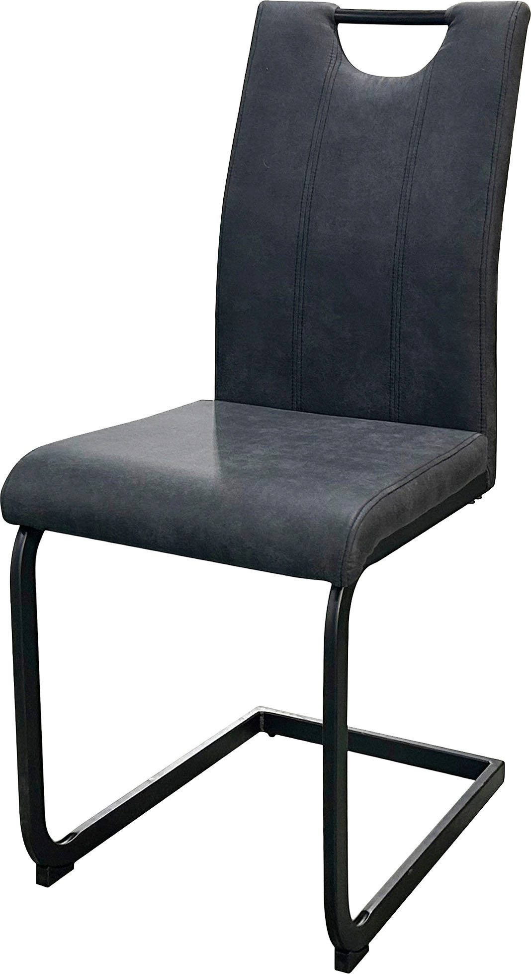 byLIVING Vrijdragende stoel Banff (2-stuks set) met handgreep, frame van zwart metaal, keukenstoel, diverse bekledingen (set)