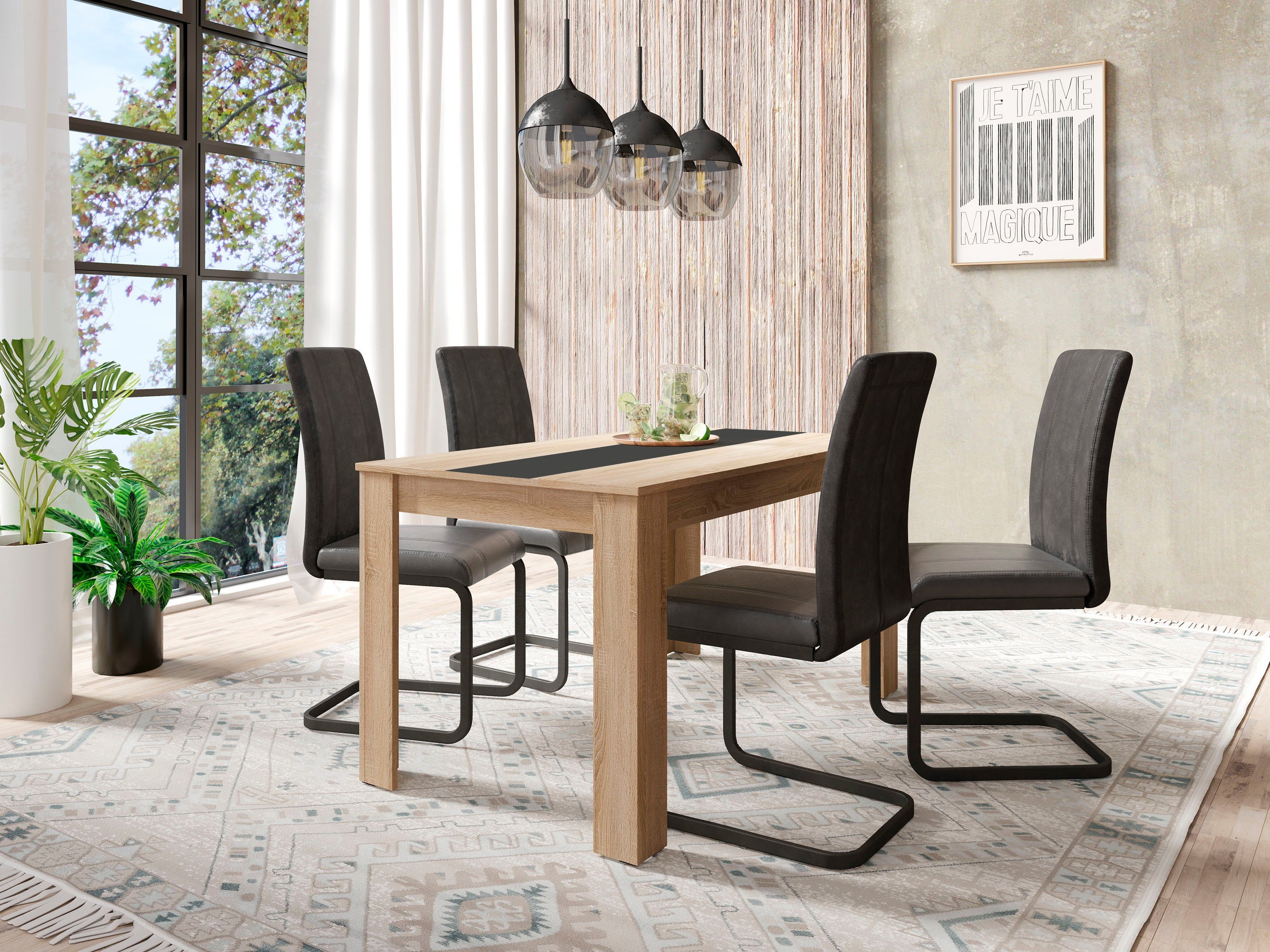 byLIVING Eettafel Nori Breedte 120, 140 of 160 cm, middelste blad keerbaar