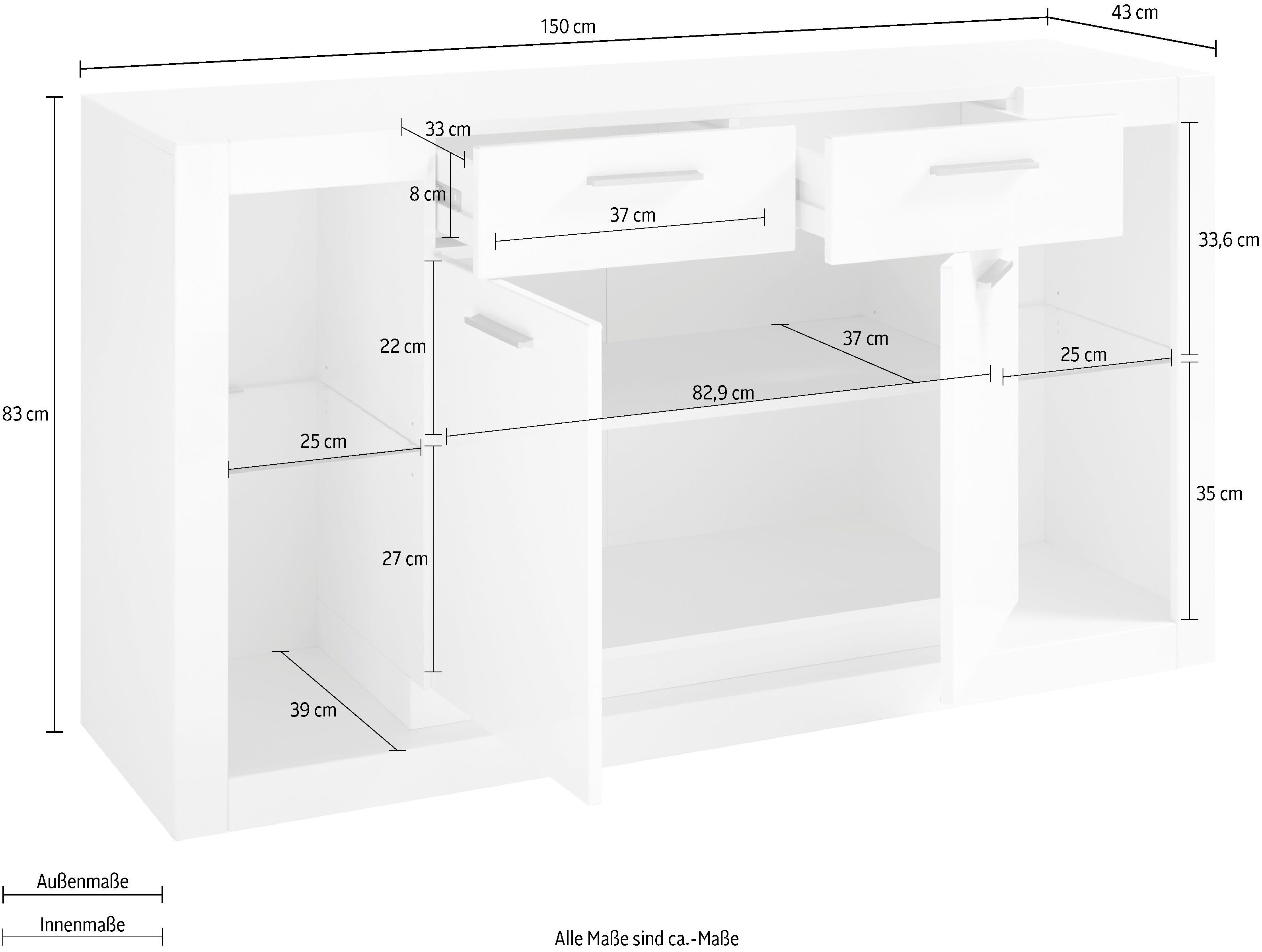 Places of Style Dressoir MERAN Breedte ca. 150 cm