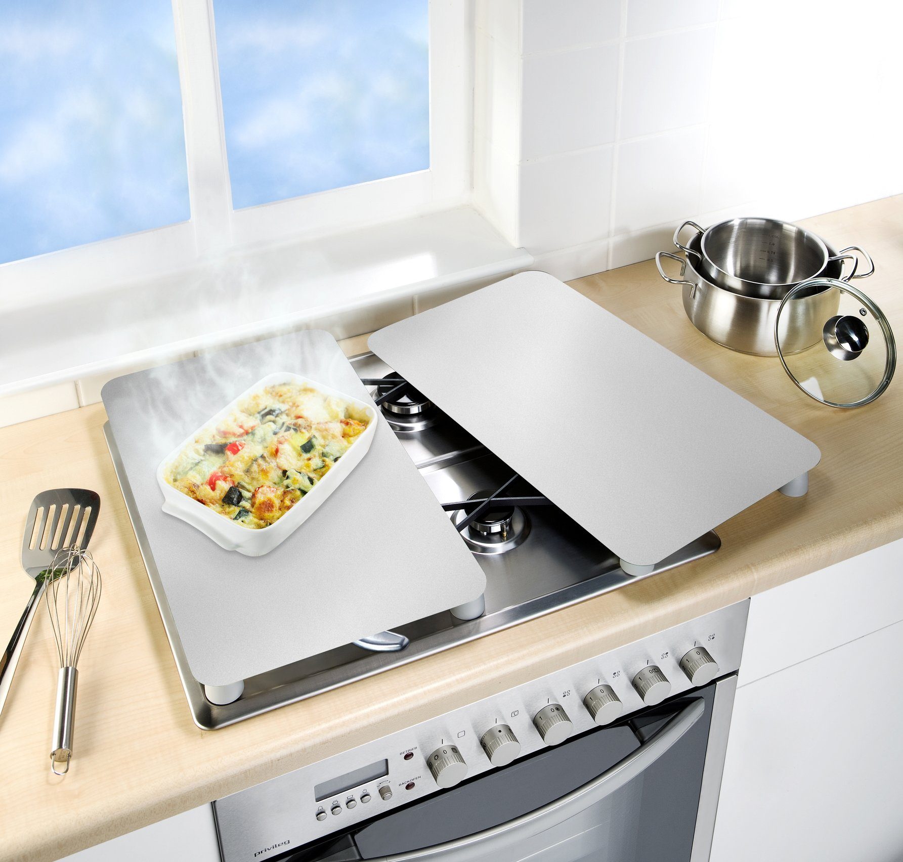 WENKO Kookplaatdeksel Universal Model Silber (set, 2-delig)