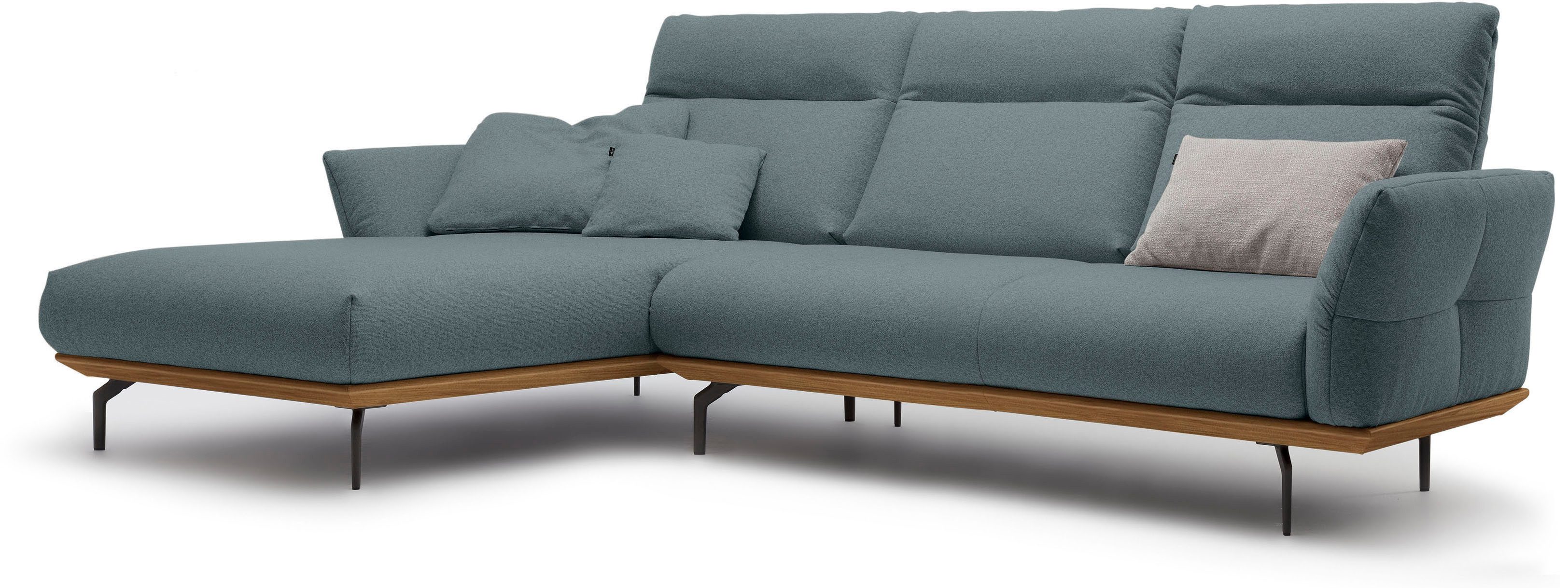 Creation BY ROLF BENZ Hoekbank CR.460 Sokkel in walnotenhout, onderstel in umbra grijs, breedte 298 cm