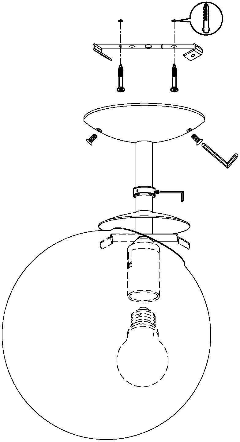 EGLO Plafondlamp RONDO Plafondlamp, staal en glas, E27, IP20, woonkamerlamp, lamp