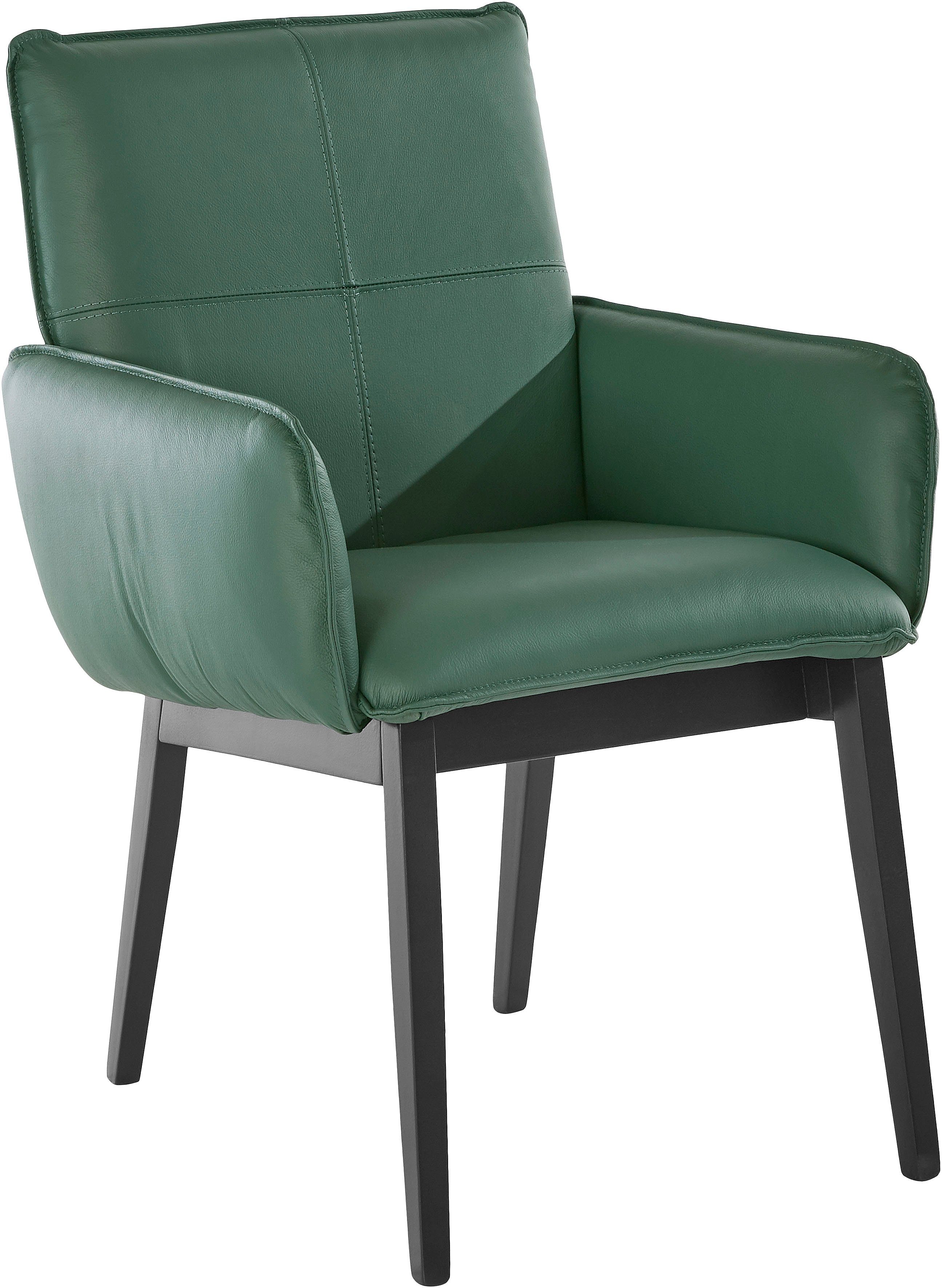 Home affaire Stoel met armleuningen Model 6 Bekleding van microvezel of leer, frame is beuken in zwart gelakt (2 stuks)