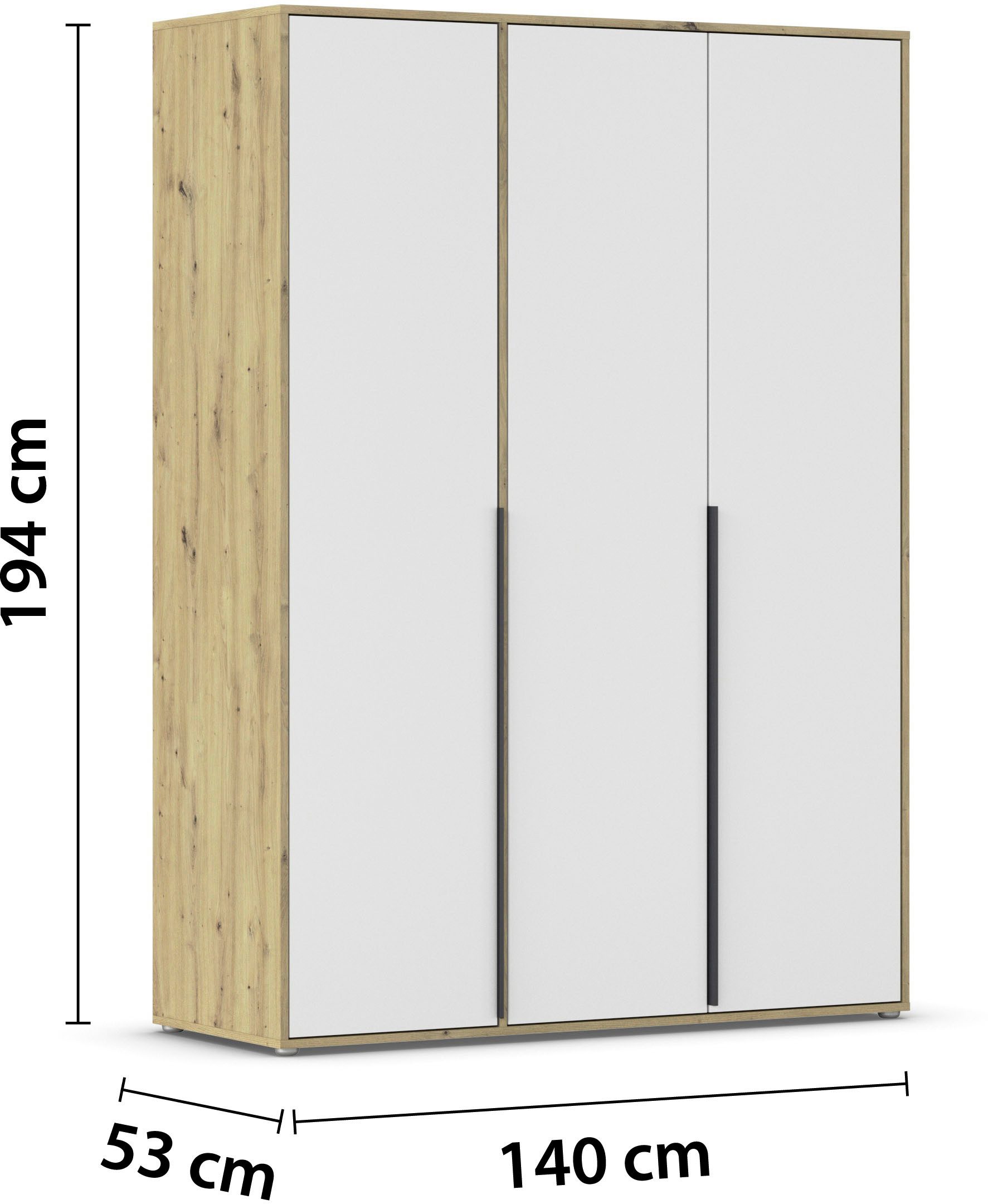 rauch Draaideurkast Kledingkast Kast Garderobe Wasmand NAGATA veel Opbergruimte met moderne stanggrepen in grijs metallic topseller made in germany