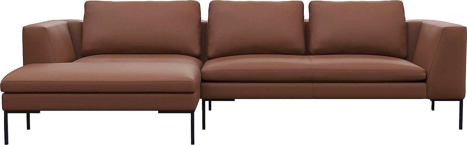 FLEXLUX Hoekbank Loano, geweldige zitcomfort, L-vorm moderne zitbank, vrijstaand, losse kussens, koudschuim in de zitting bruin, hoekbanken,