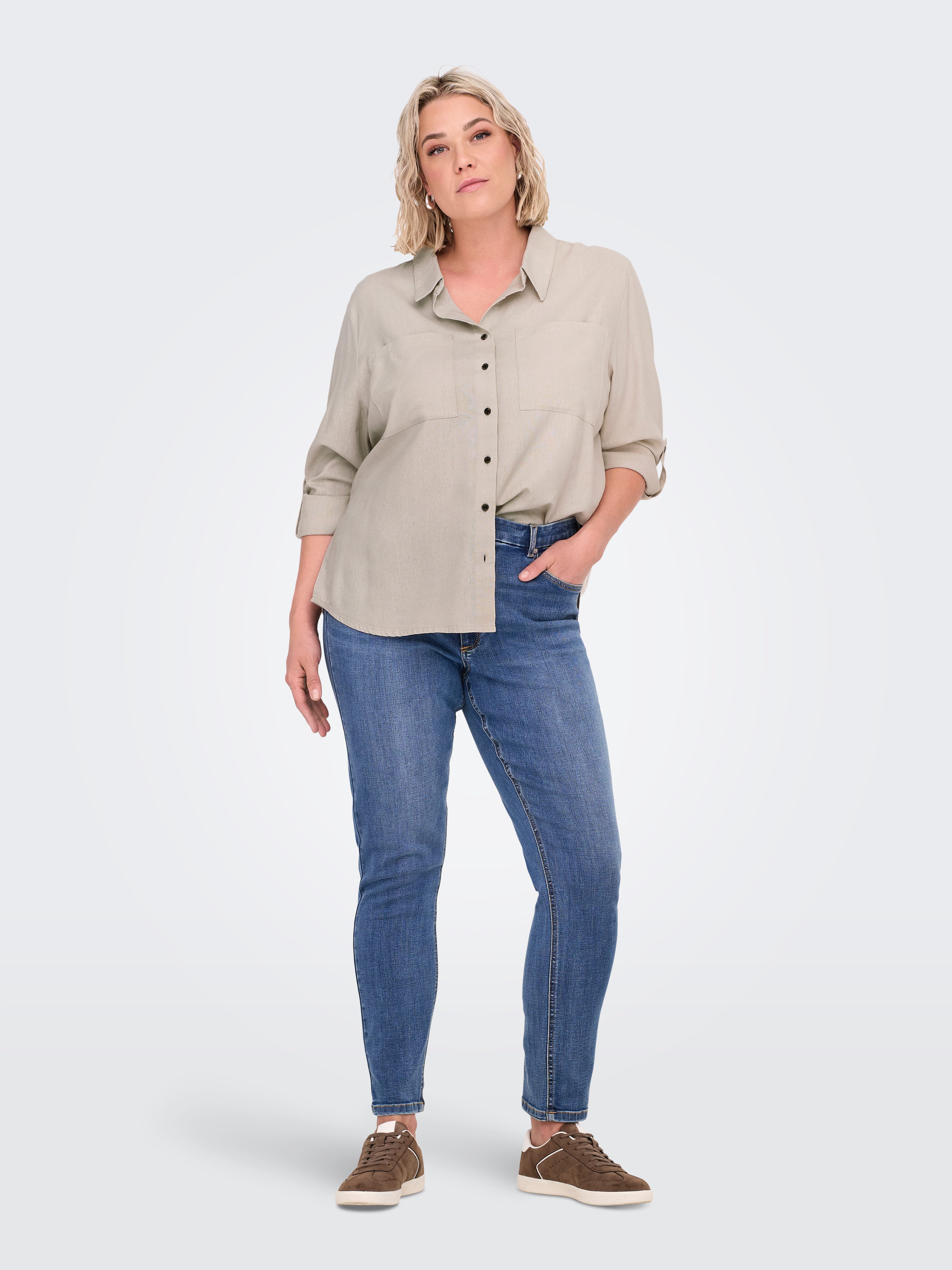 ONLY CARMAKOMA Blouse met lange mouwen CARYASMIN-CARO L/S LINEN SHIRT PNT