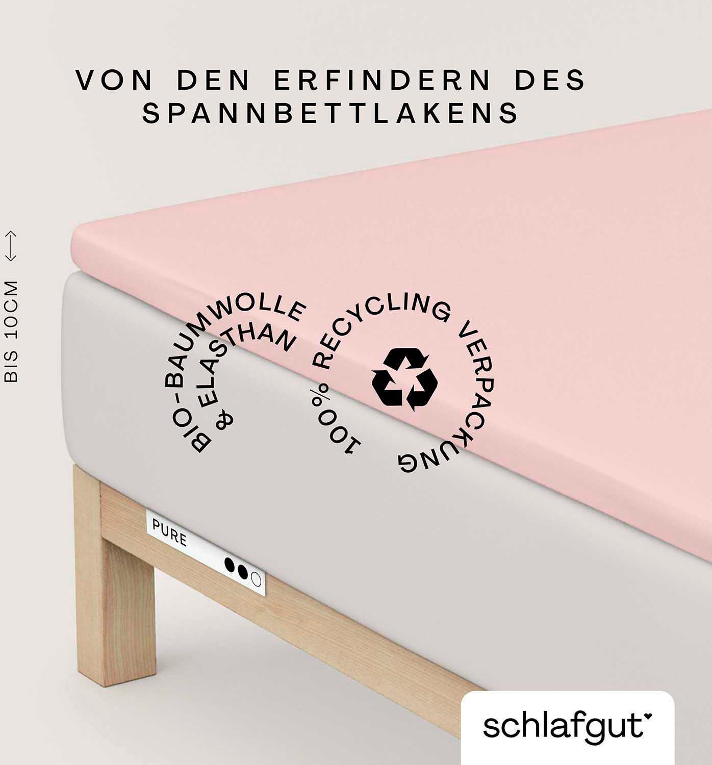 Schlafgut Hoeslaken PURE TOPPER in maat 90x200, 140x200 of 180x200 cm, hoes voor topper van 100% biologische katoen, voor matrassen tot 10 cm hoogte,
