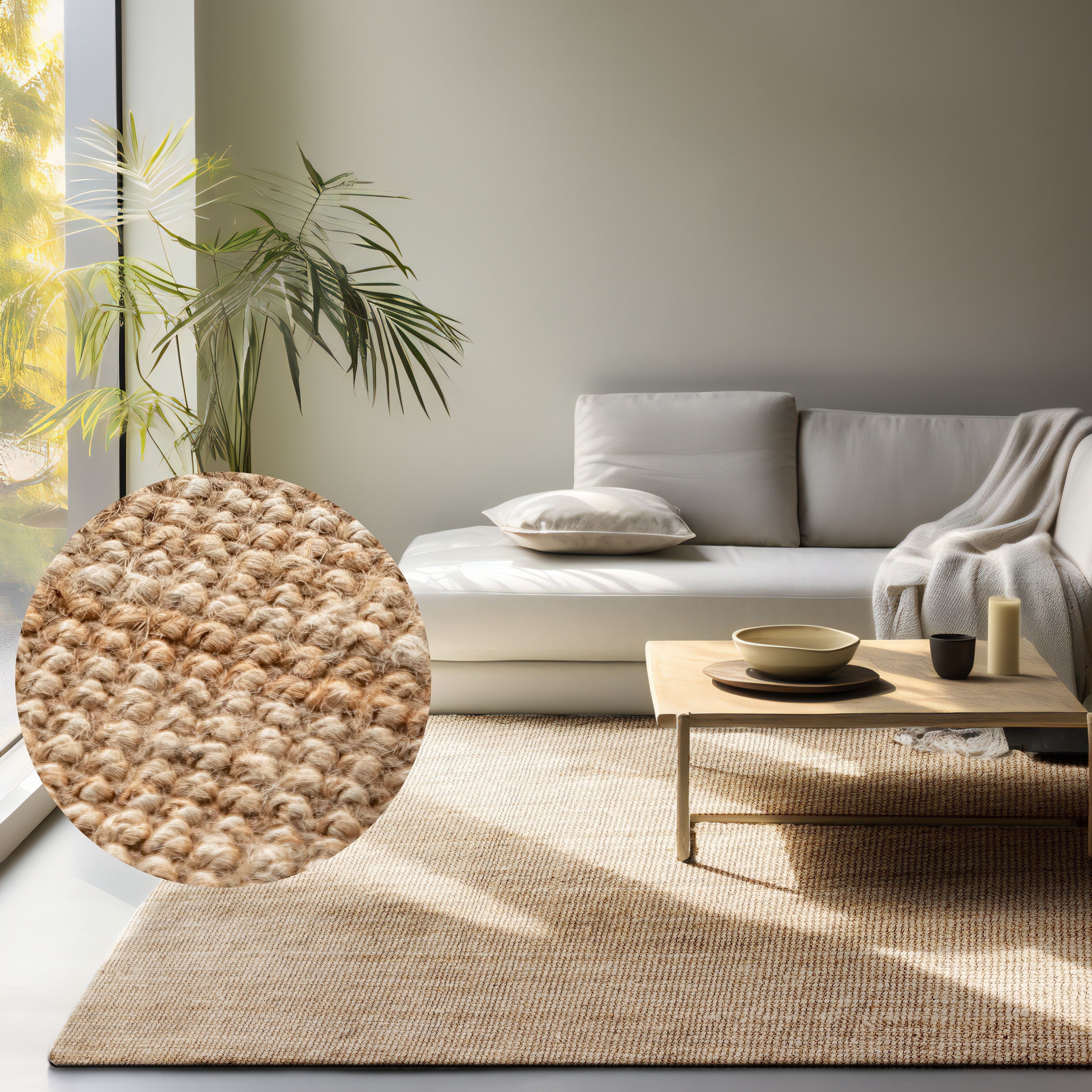 HANSE Home Vloerkleed Jaipur jute tapijt, als loper en rond 100% natuurlijke vezel, duurzaam, woonkamer, eetkamer, slaapkamer, grs moderne