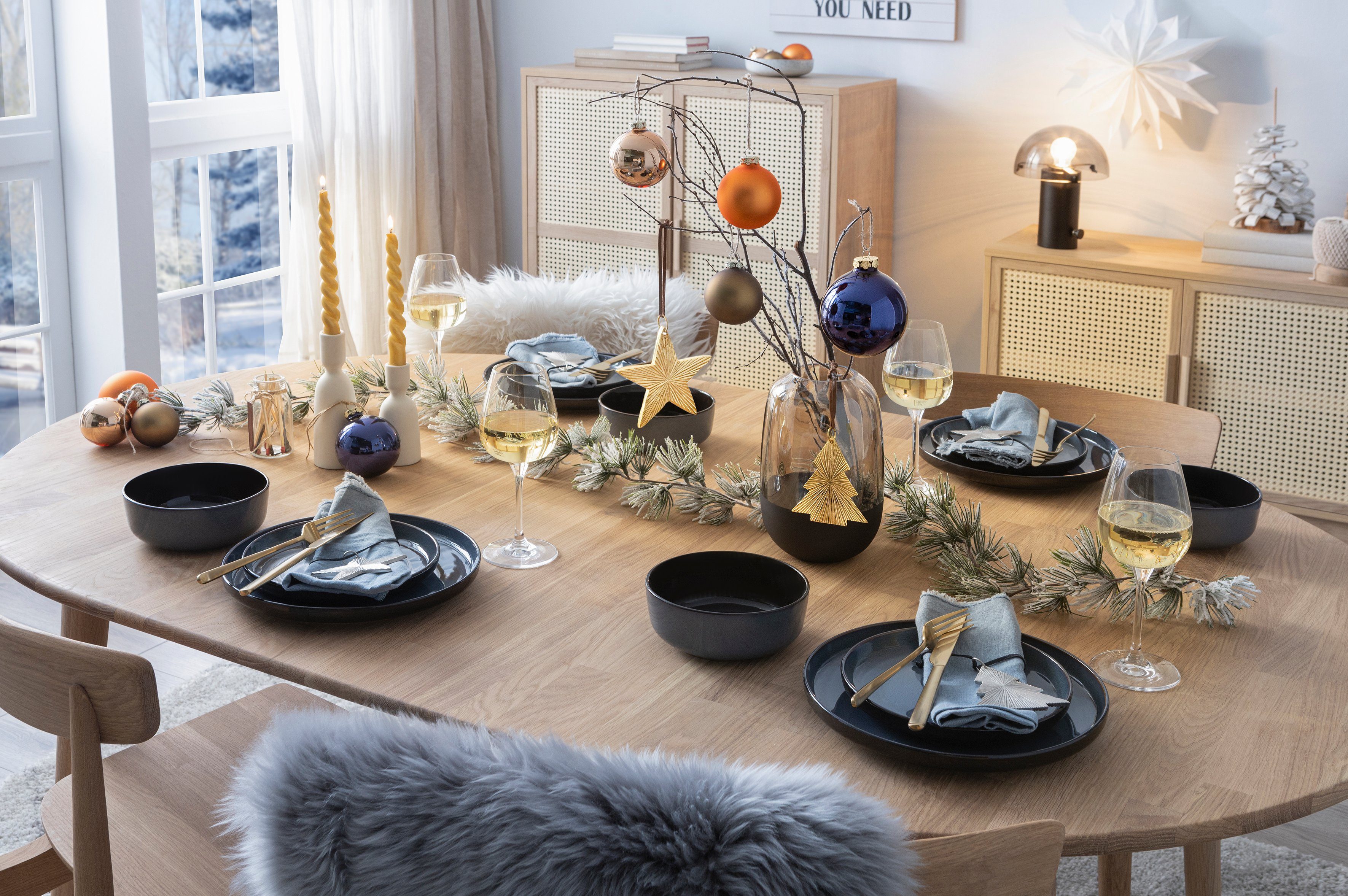 andas Kandelaar Stabkaarsenhouder Adalena uit porselein, in scandinavisch ontwerp (set, 2 stuks)