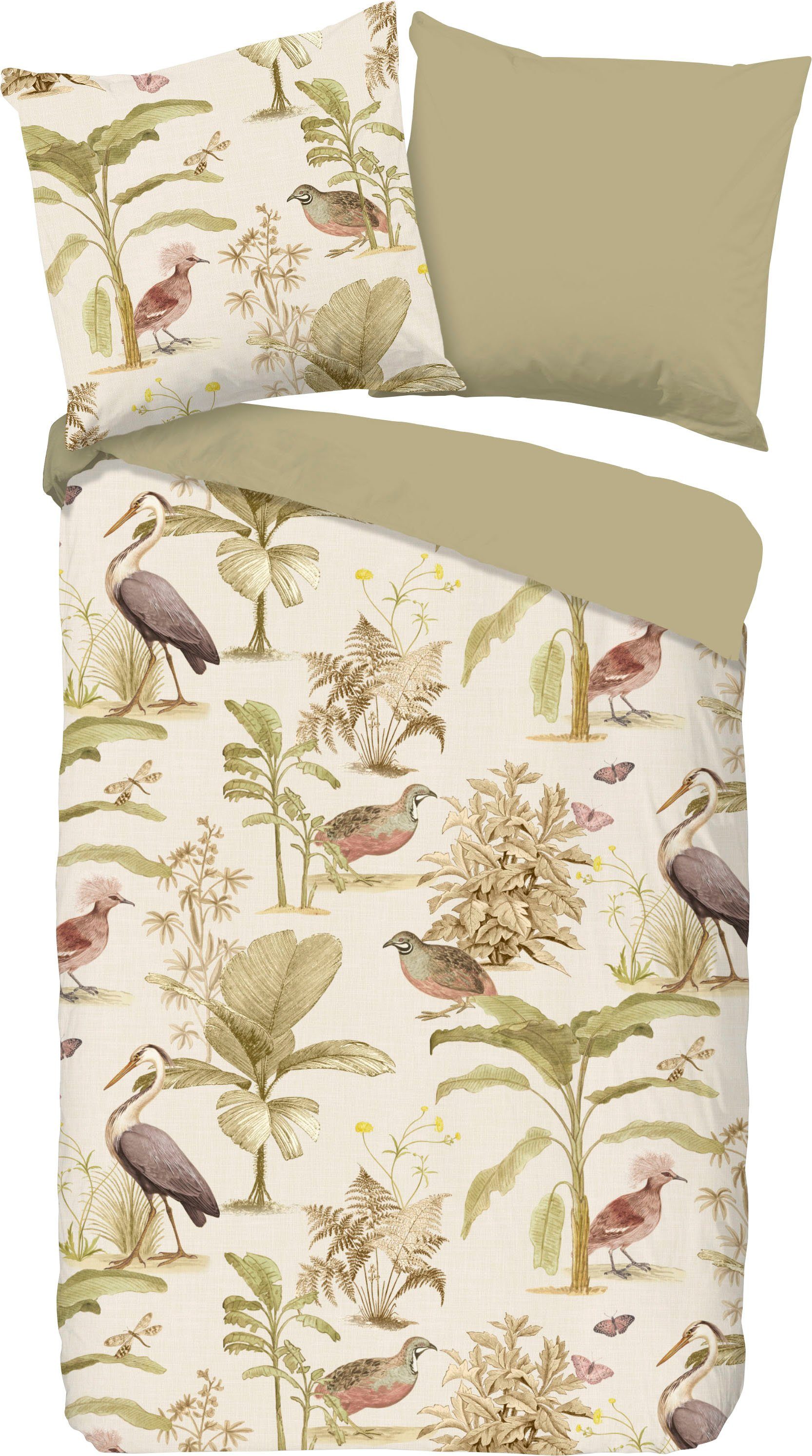 good morning Tweezijdig te gebruiken overtrekset Vintage Garden 100% katoen, 135x200, 2-delig, rits, omkeerbaar, bloemen (2-delig)