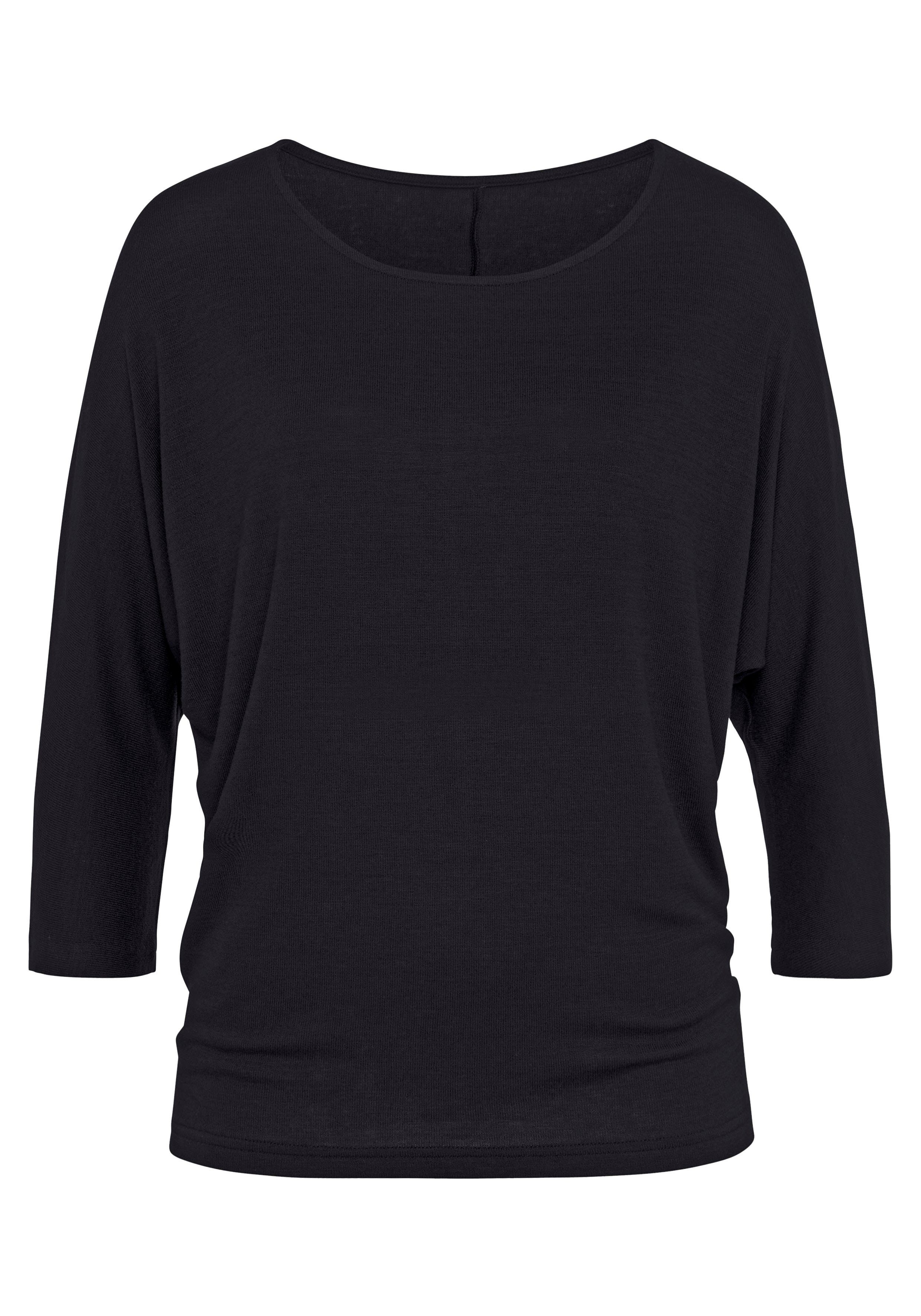 Lascana Shirt met 3 4-mouwen Met vlindermouwen van zachte fijn gebreide kwaliteit met viscose (1-delig)