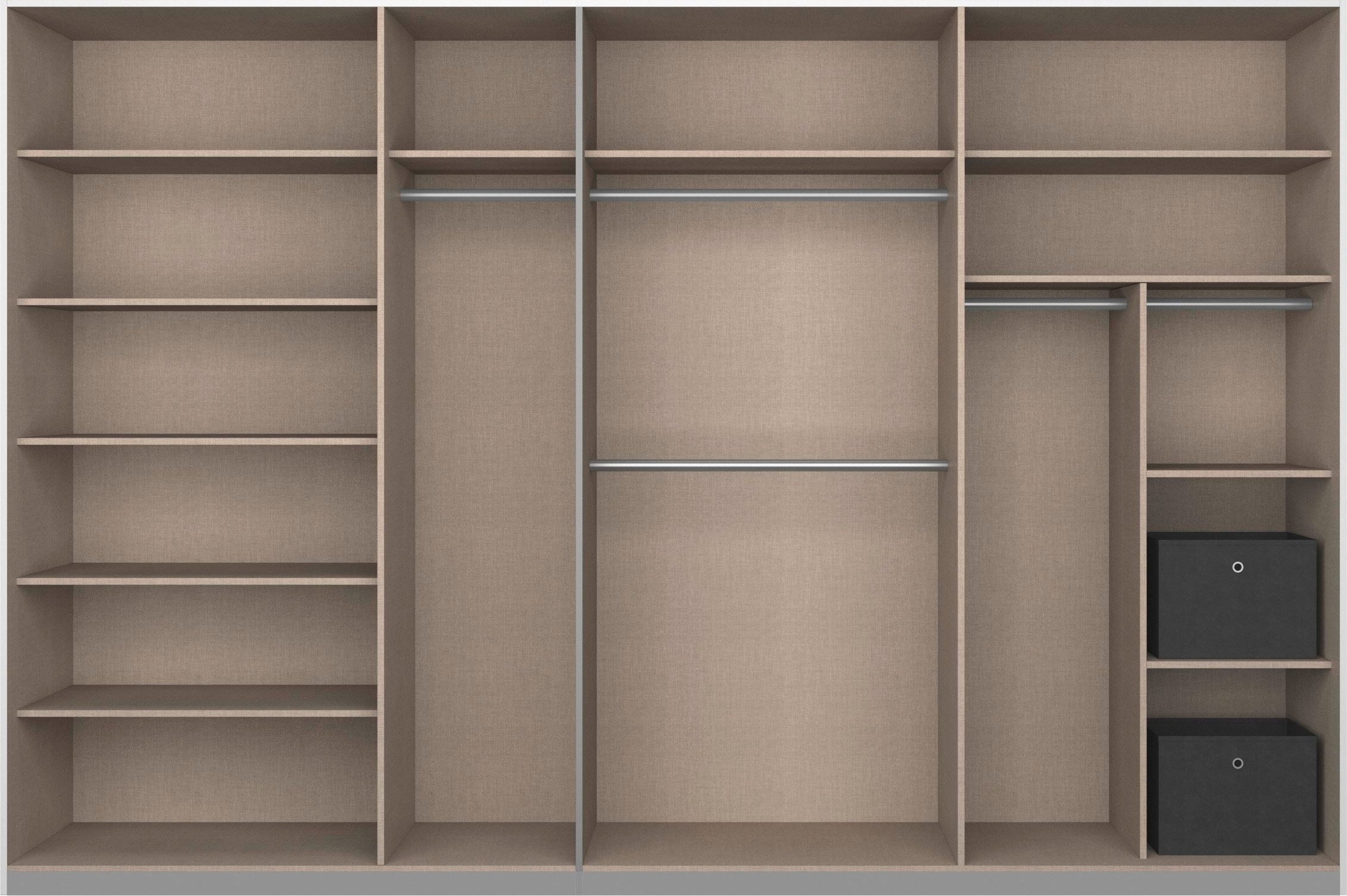 rauch Schuifdeurkast Kledingkast Kast Garderobe CORTONA inclusief indeling, 2 stoffen dozen en extra planken