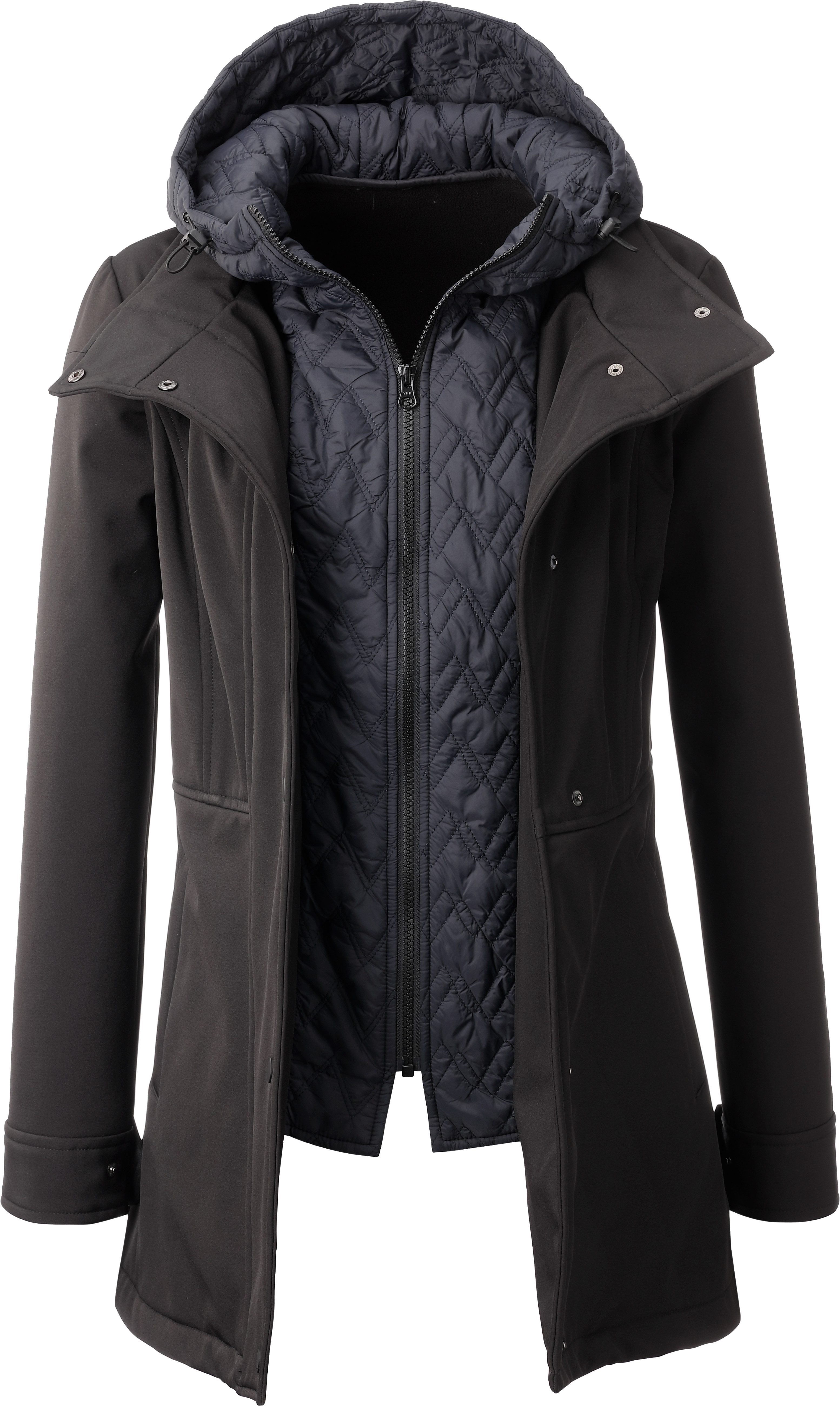 LPO Softshell-jack LUCANIA PEAK Women licht softshell-jack met all-over-print en afneembare capuchon