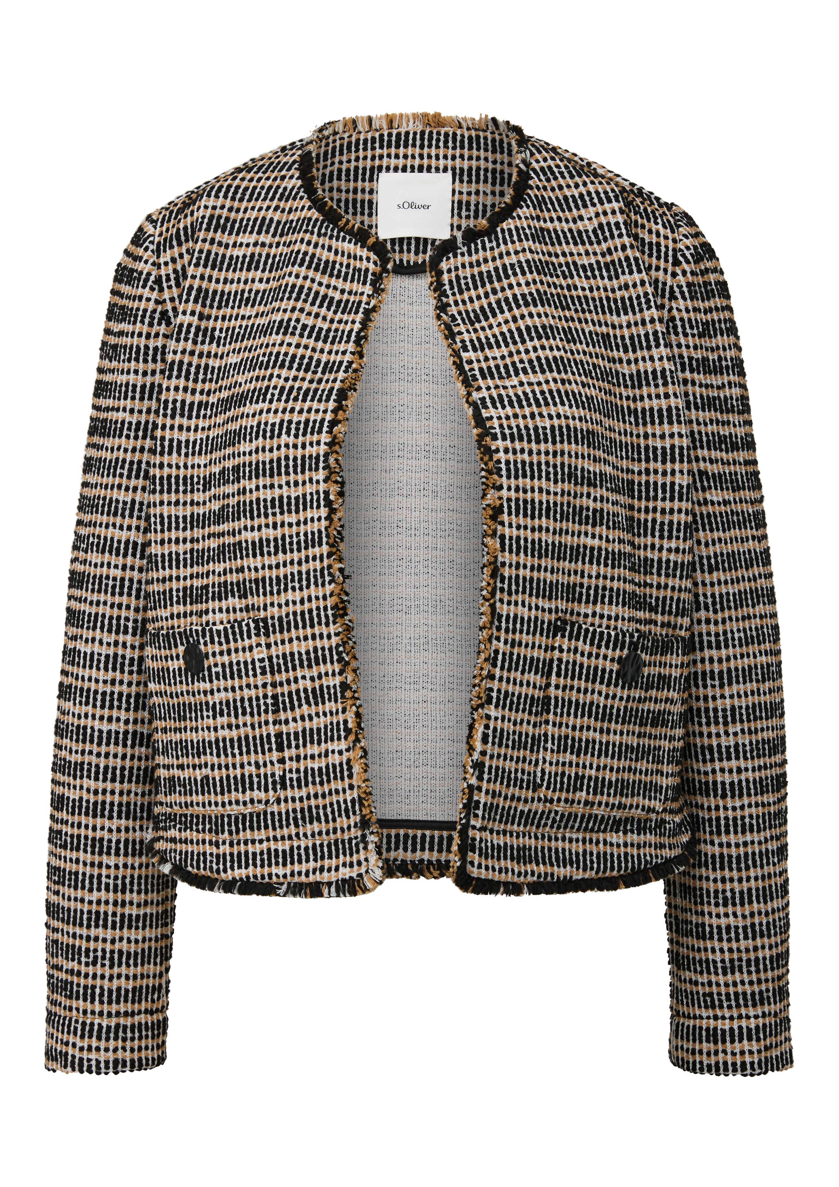 s.Oliver BLACK LABEL Bolerovestje zonder sluiting en van bouclé