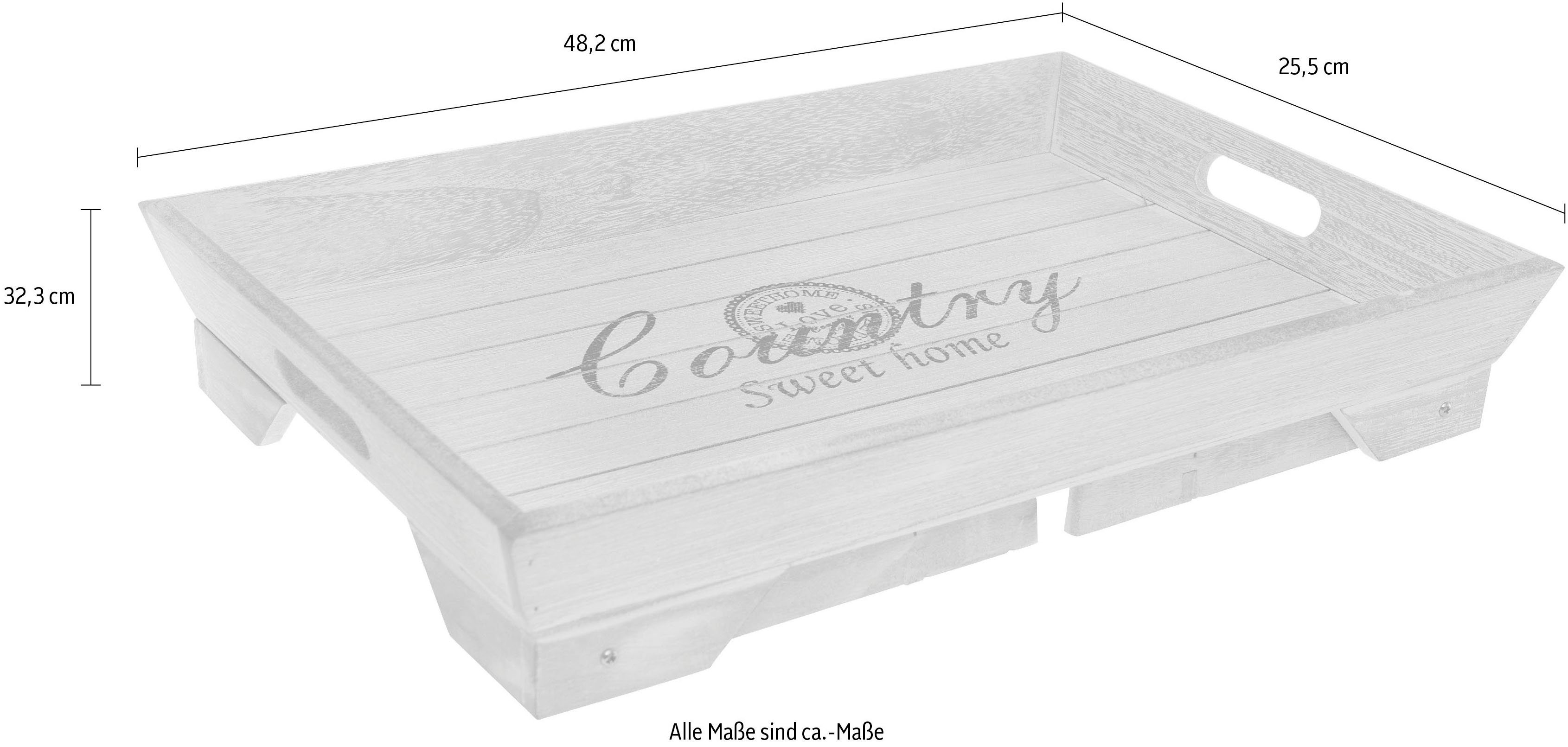 Myflair Möbel & Accessoires Dienblad Ida, grijs Decoratief dienblad met een opschrift & pootjes, Shabby look