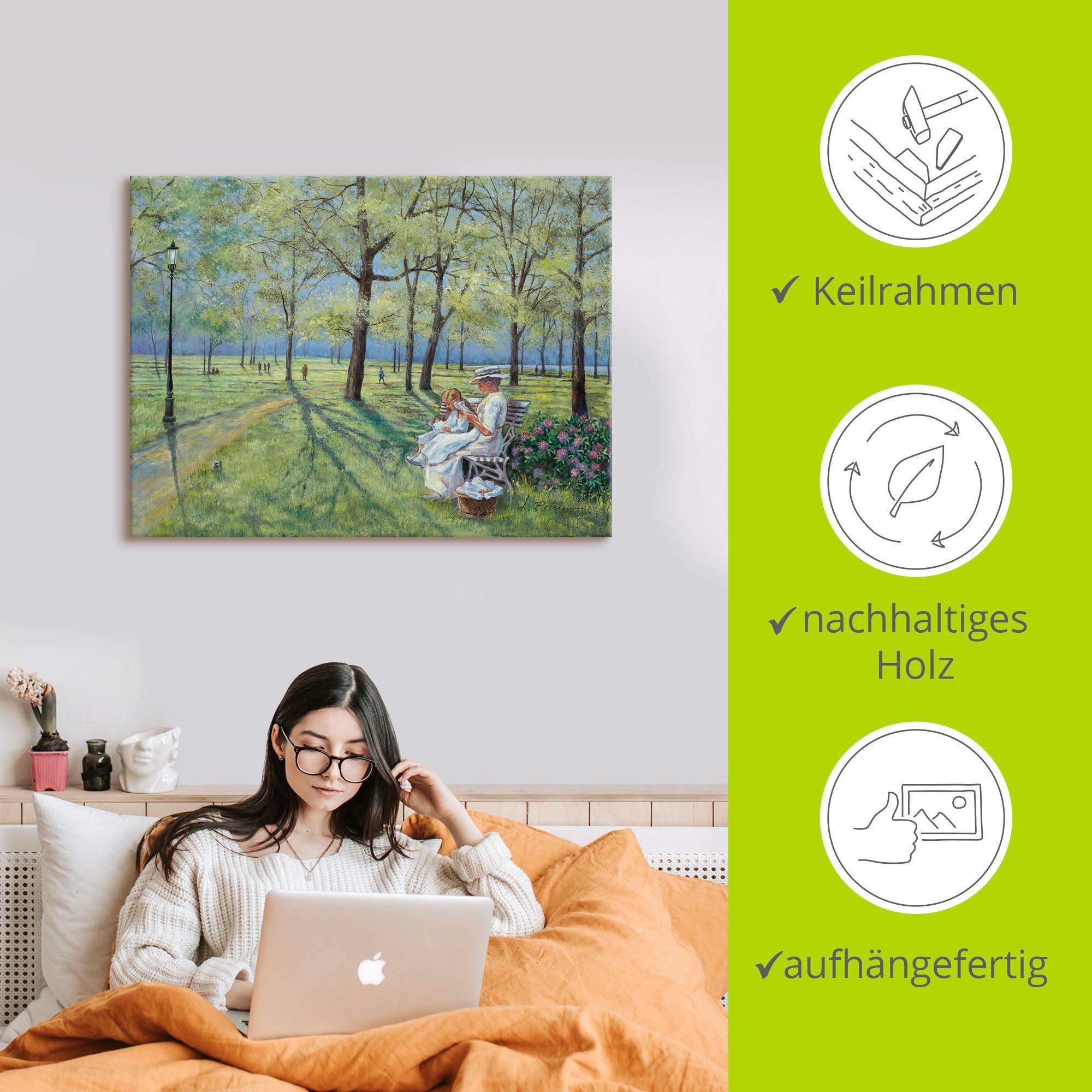 Artland Artprint In het park als artprint van aluminium, artprint voor buiten, artprint op linnen in verschillende maten