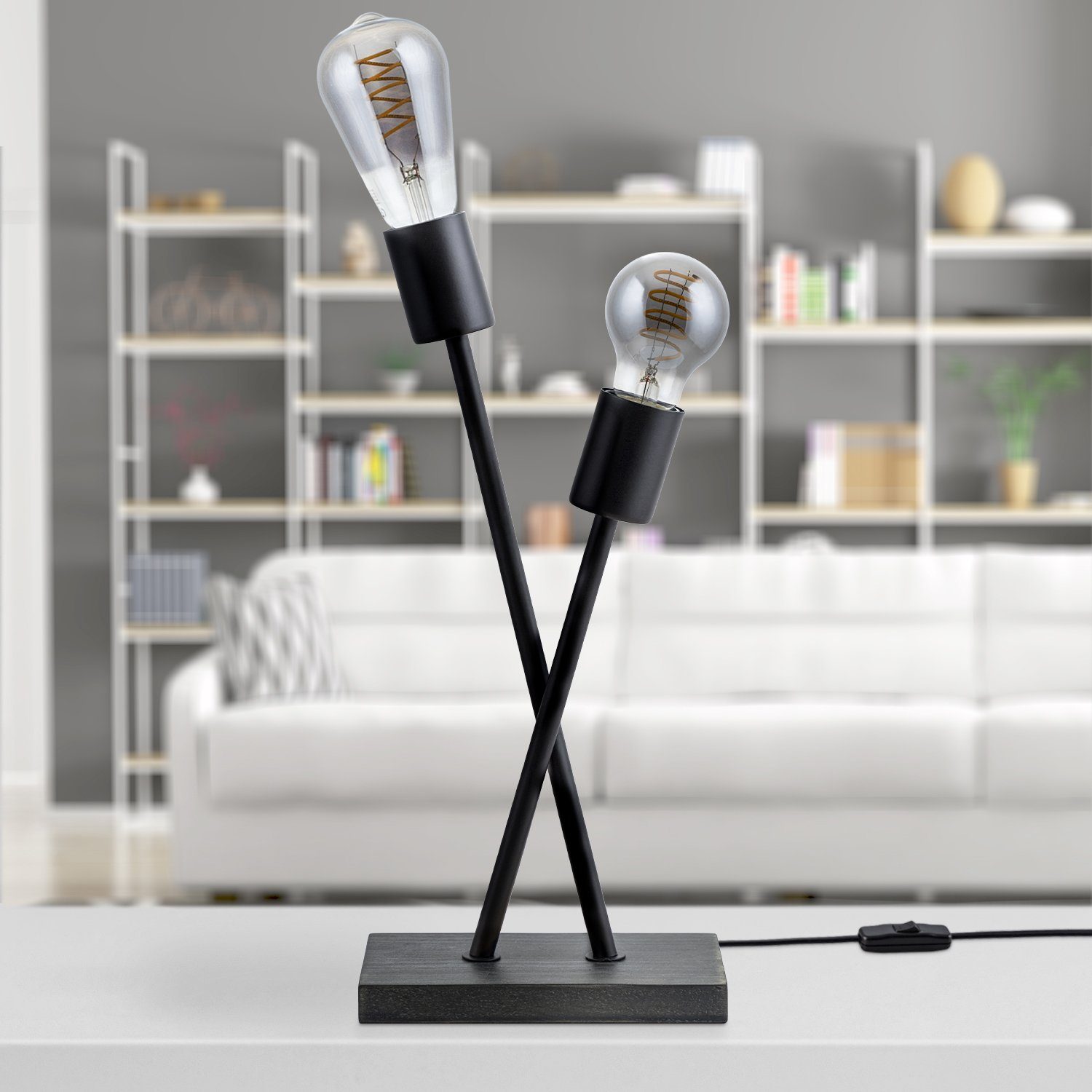 Paco Home Tafellamp IKS Vloerlamp LED lamp woonkamer vintage retro industrieel ontwerp E27