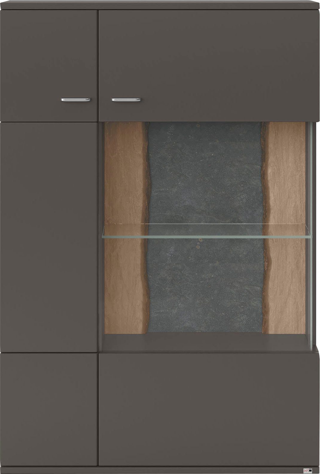 set one by Musterring Vitrinekast Tacoma Type 03/04, hoogte 143,4 cm, met getinte glasdeur
