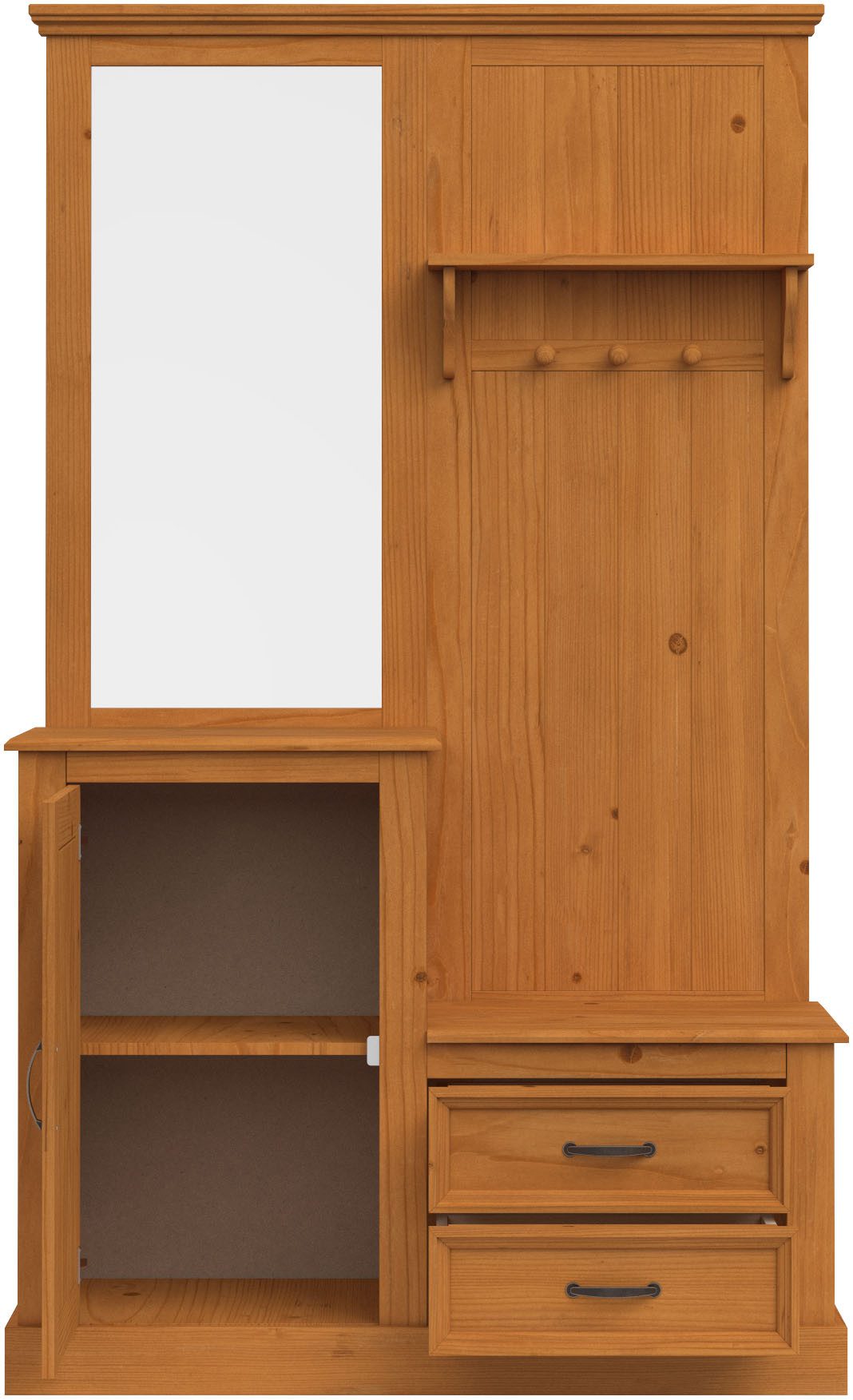 Home affaire Kledingkast Selma Compacte garderobe, met spiegel, haken en hoedplank, breedte 110 cm