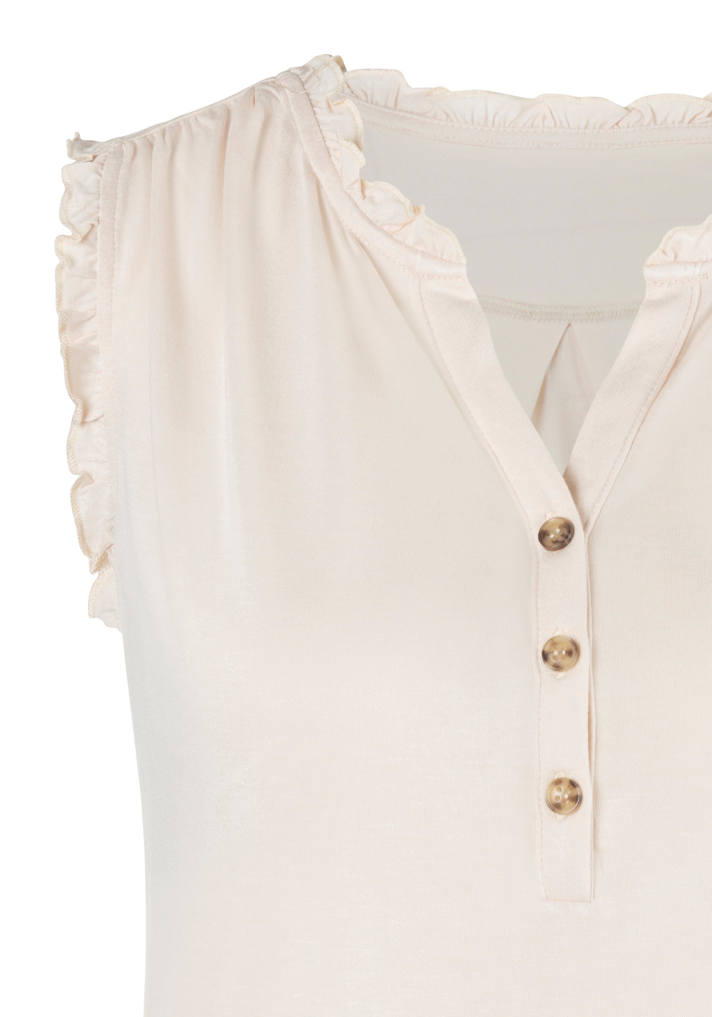 Lascana Ruchetop Met korte knoopsluiting van zachte viscosekwaliteit (Set van 2)