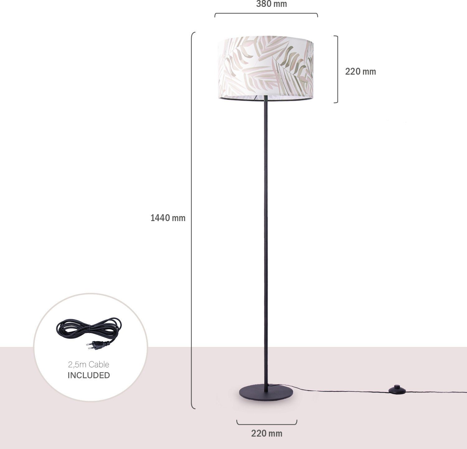 Paco Home Staande lamp Kuba 126 Lamp leeslamp kinderkamer decor woonkamer kantoor lampenkap palm