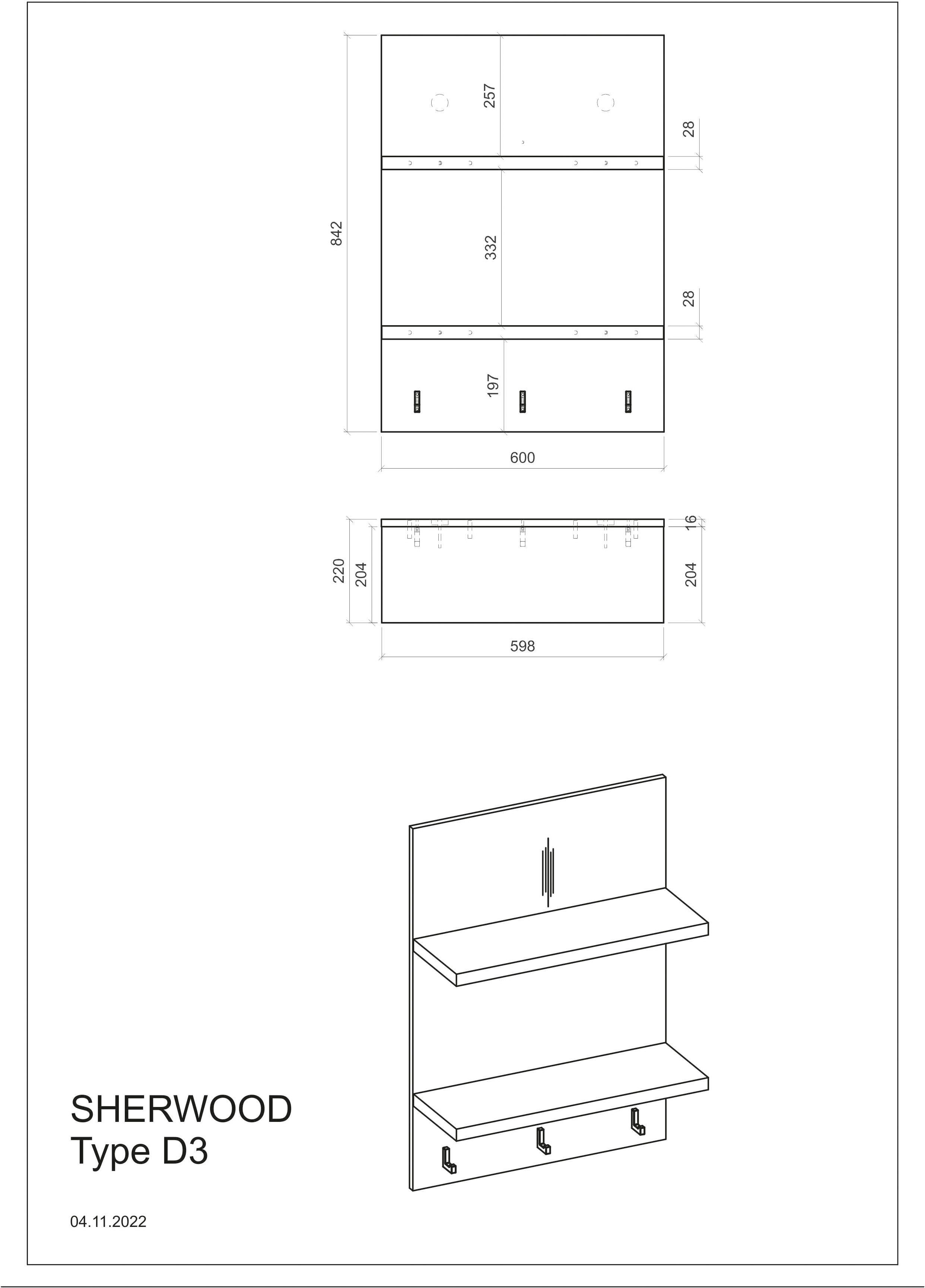 Home affaire Keukenblok Sherwood Breedte 196 cm, met kookplaatombouw, zonder elektrische apparaten