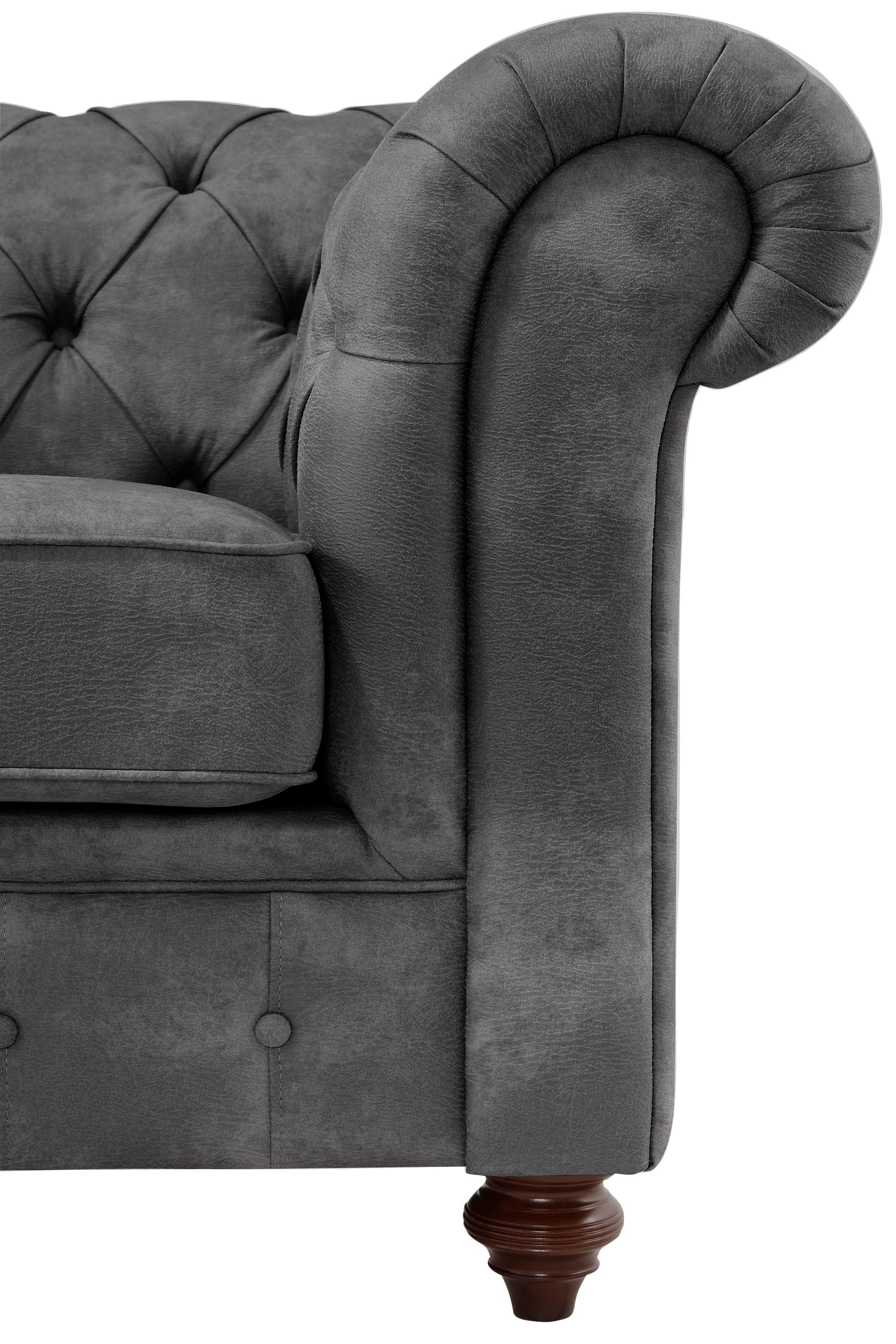 Home affaire Fauteuil Chesterfield B/D/H: 105/69/74 cm met hoogwaardige knoopdetails, ook in leer
