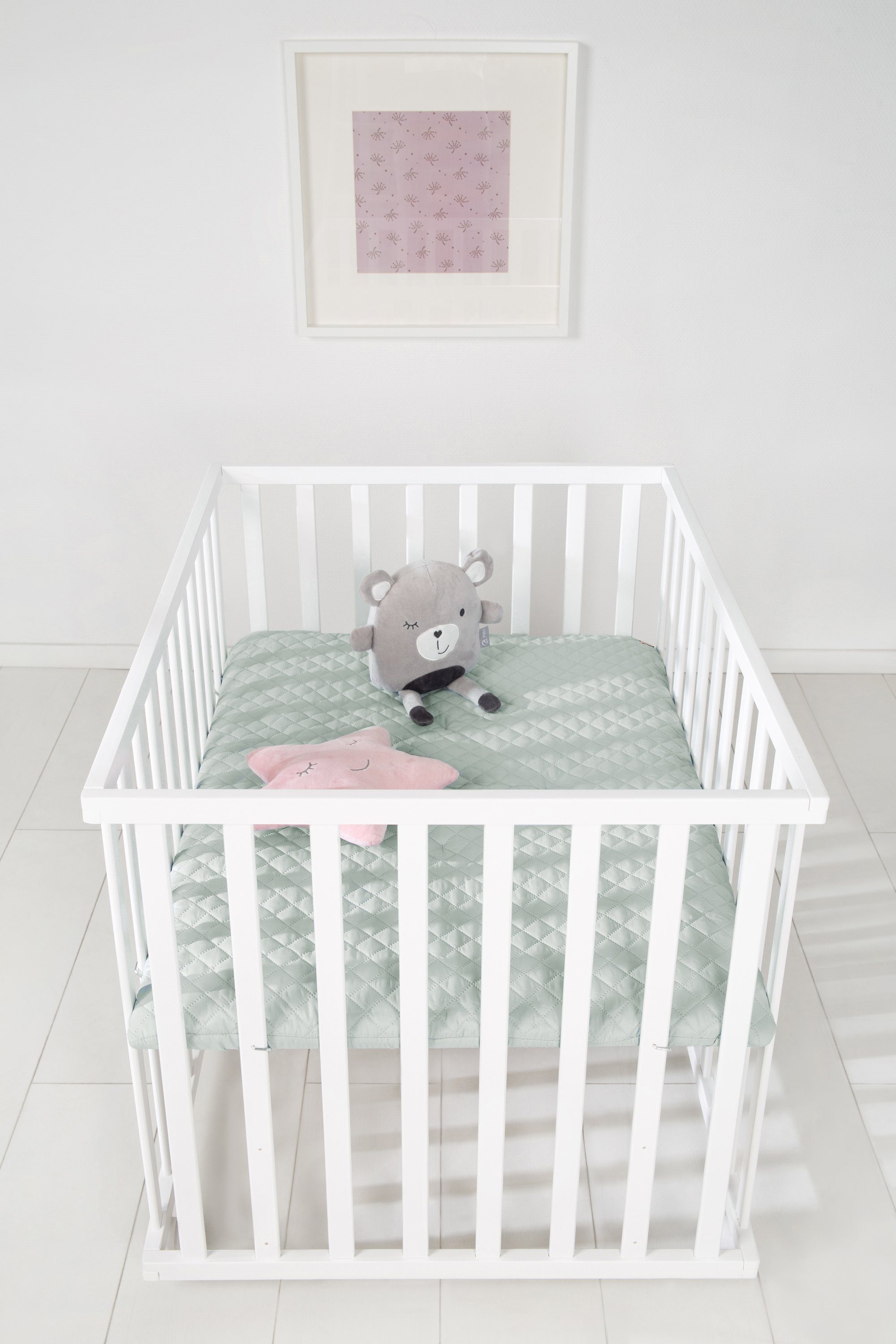 Roba® Box Style wit, 75x100 cm met boxkleed frosty green