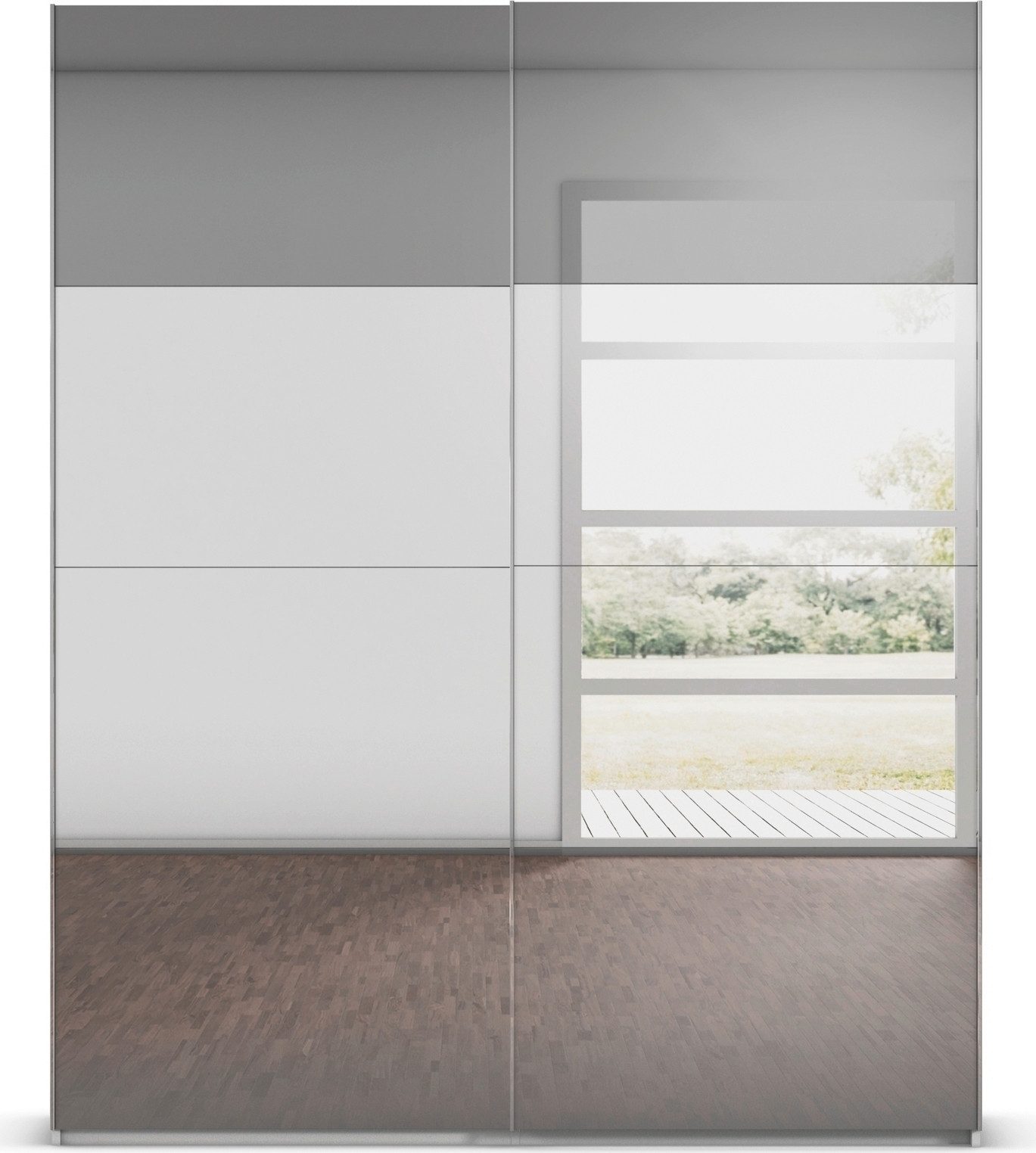 rauch Schuifdeurkast Kledingkast Kast Garderobe Slaapkamerkast SCALE-FYRA edel vierdelige deuren front spiegel-mix veel kleuren made in germany