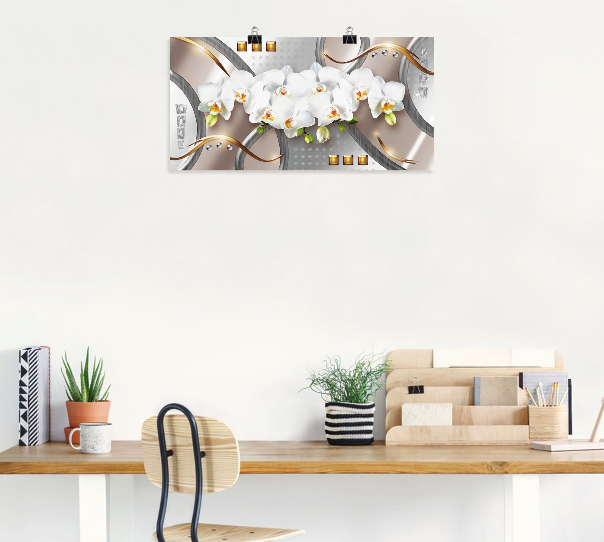 Artland Artprint Orchideeën met elementen als artprint op linnen, poster in verschillende formaten maten