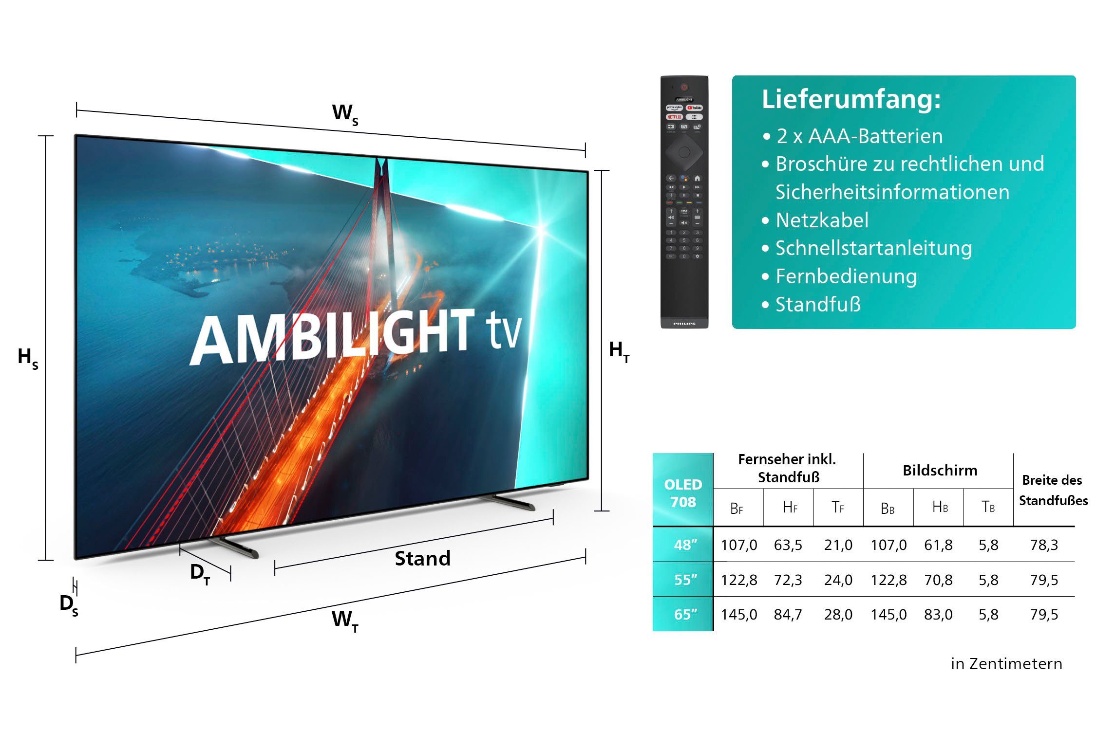 Philips OLED-TV 55OLED708/12, 139 cm / 55", 4K Ultra HD, Android TV - Google TV - Smart TV