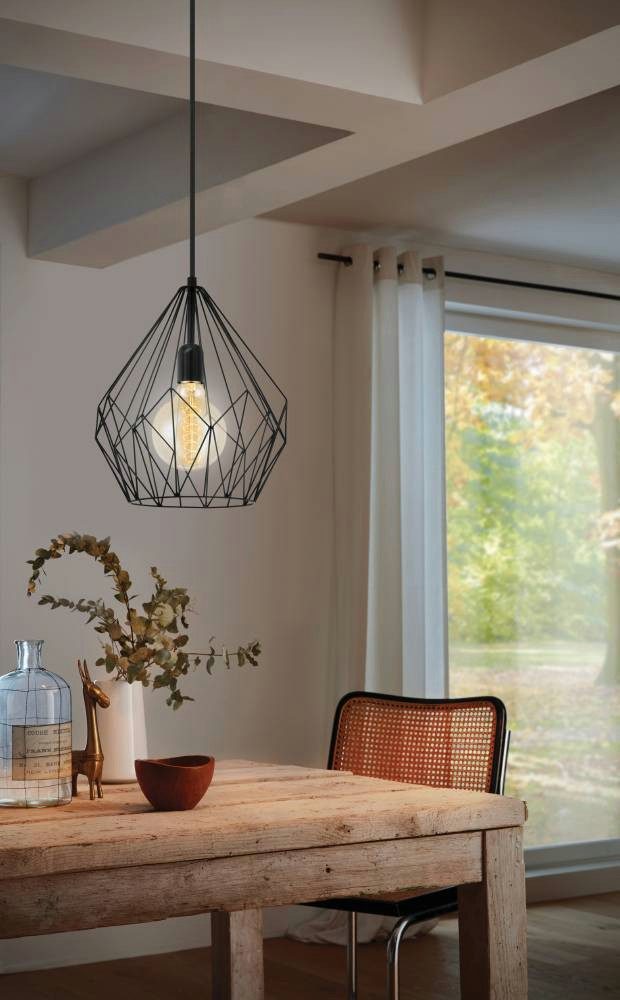 EGLO Hanglamp CARLTON hanglamp, zwart, staal, excl. lichtbron, retro Vintage hanglamp, retro hanglamp, kleur: zwart, fitting: E27