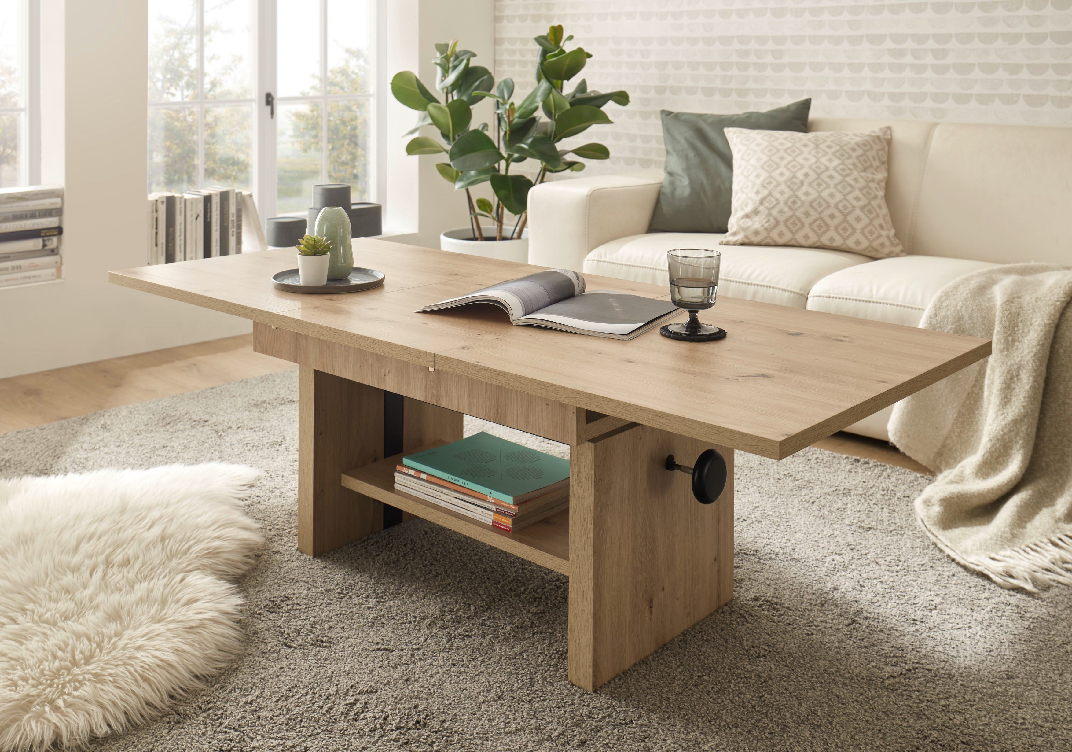 Stolkom Salontafel Event hoogte verstelbaar, uitschuifbaar, BxHxD 110-150x48-63x65 cm Hoogte verstelbaar met liftmechaniek en uittrekbaar in 3 kleurvarianten