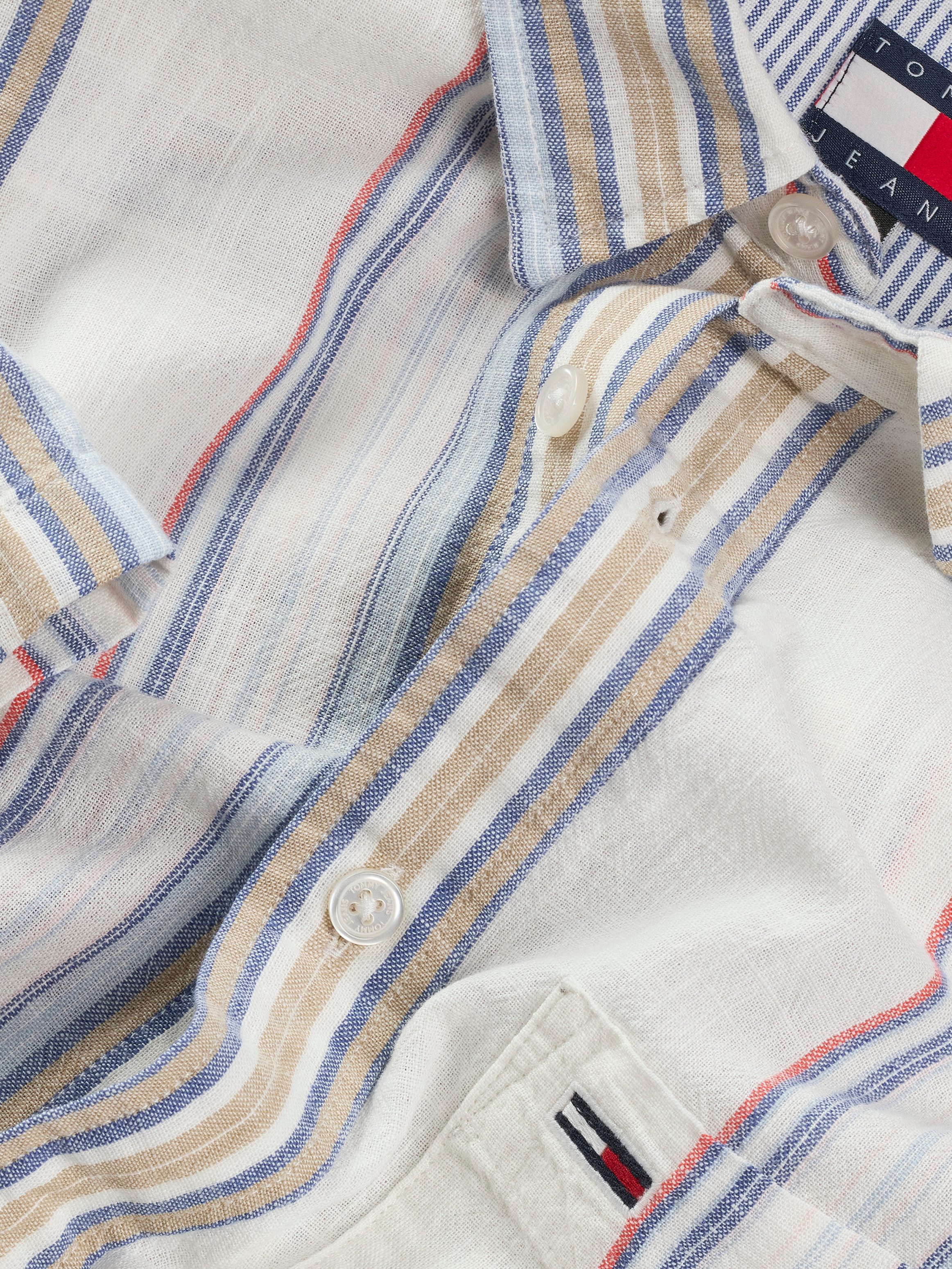 TOMMY JEANS Overhemd met korte mouwen TJM REG SLUB STRIPE SS SHIRT EXT