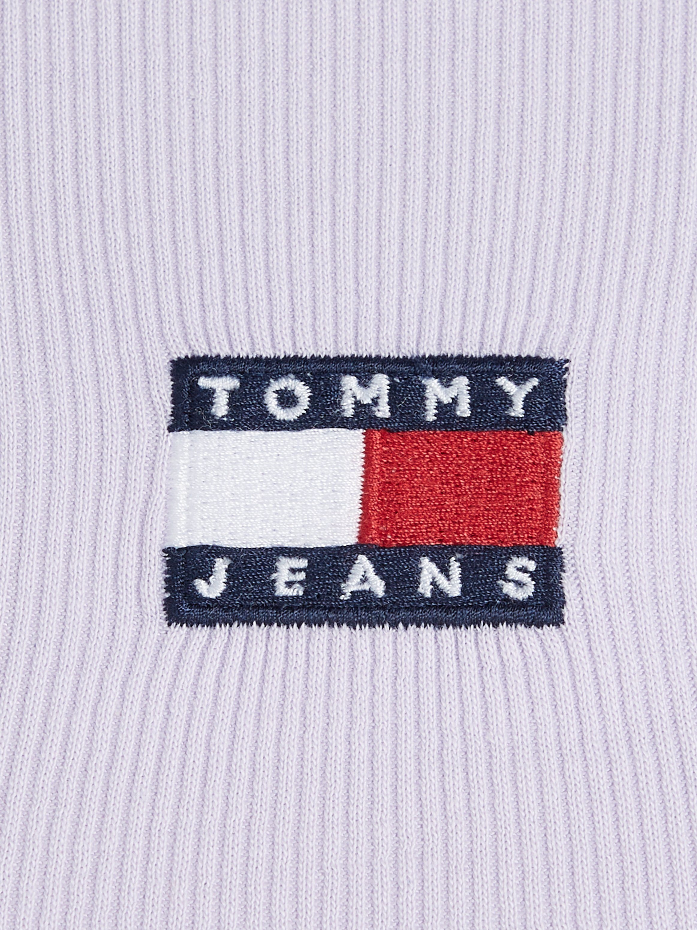 TOMMY JEANS Shirt met ronde hals TJW SLIM BADGE RIB TEE met -logoborduursel