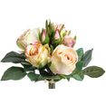 botanic-haus kunstbloem bos rozen met 5 rozen en 3 knoppen beige