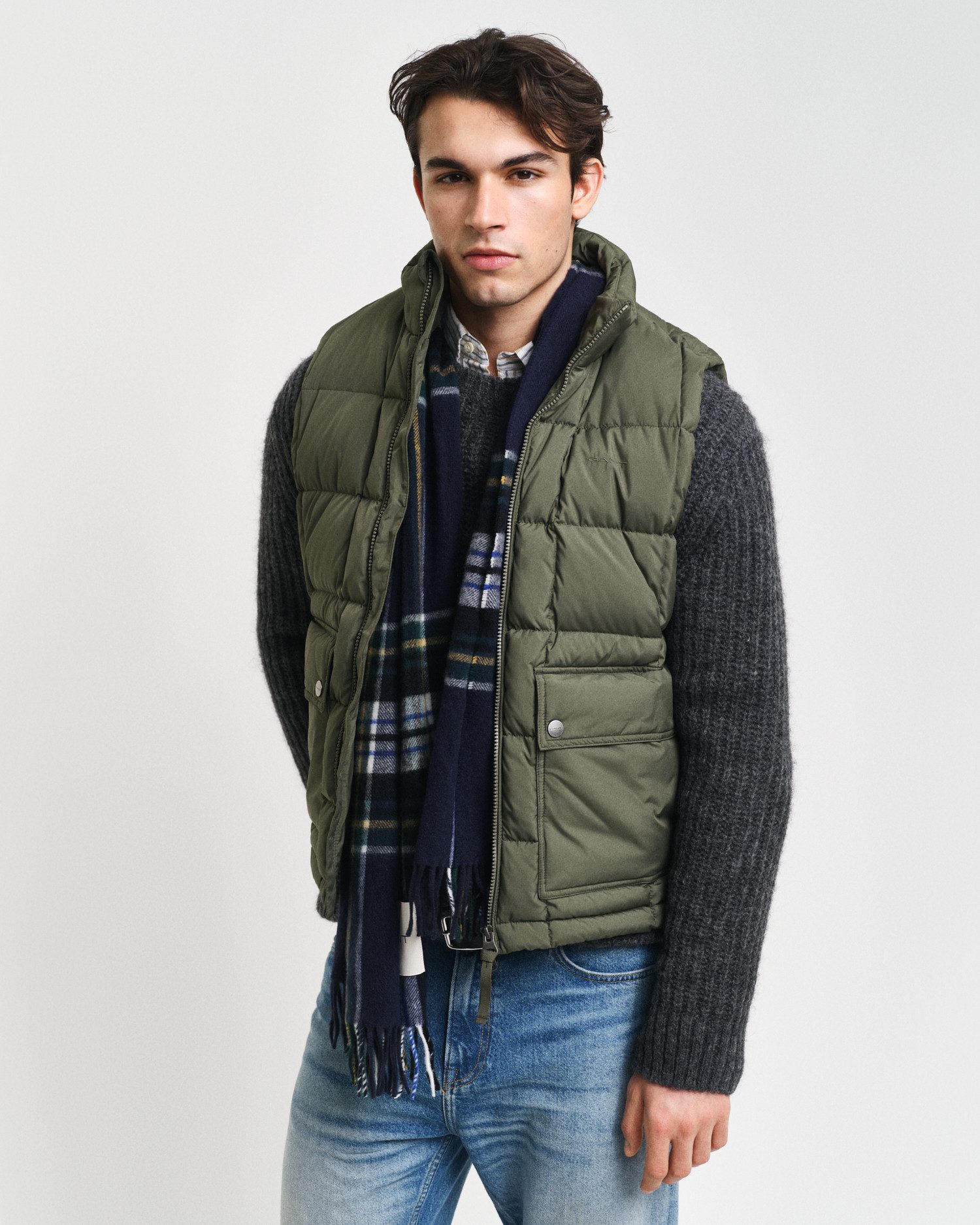 Gant Bodywarmer MID DOWN VEST met modieuze stiksels heren bodywarmers maat XXXL groen