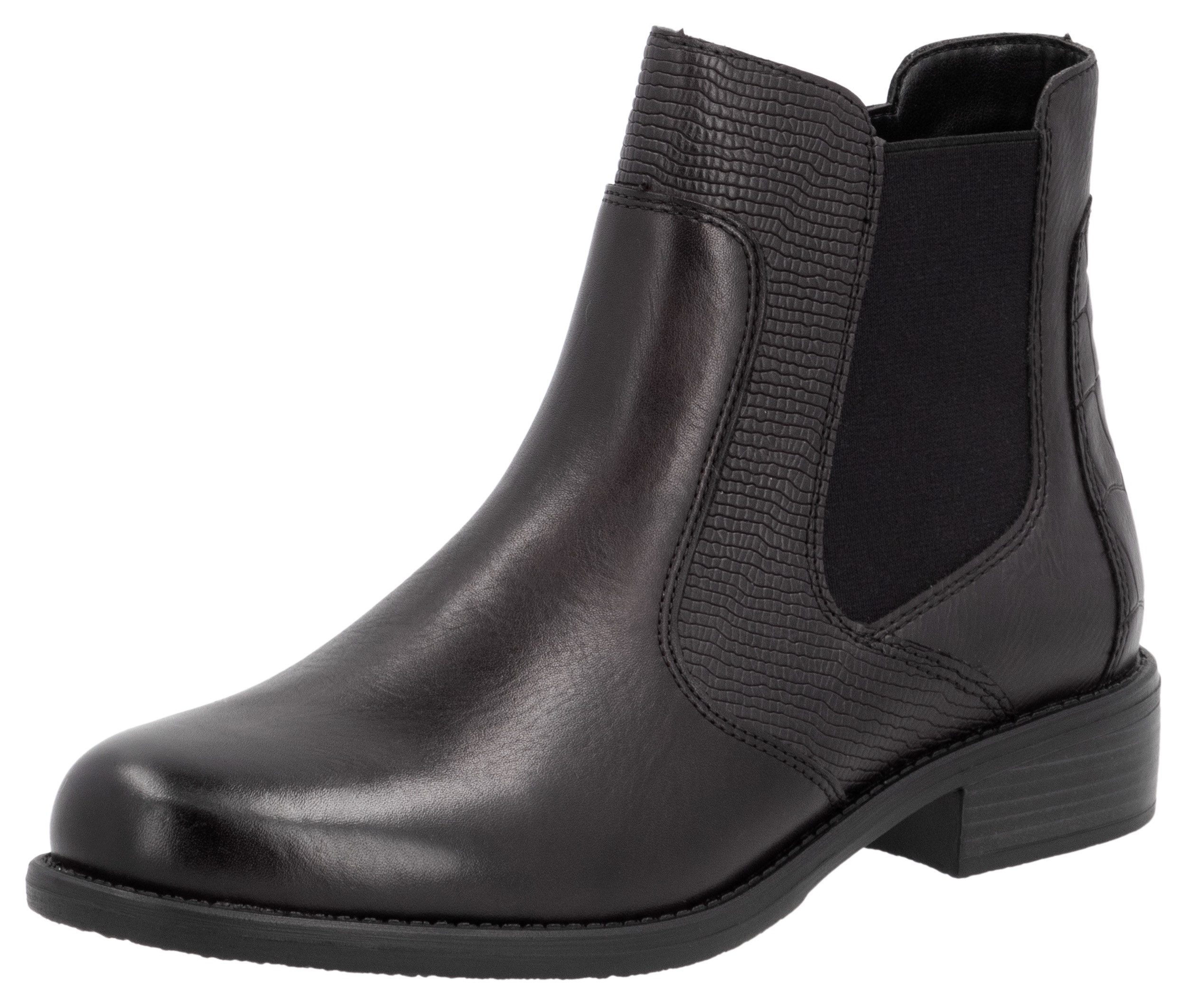 Remonte Chelsea-boots blokhak, laarsjes, business schoen, accenten in reptiel-look