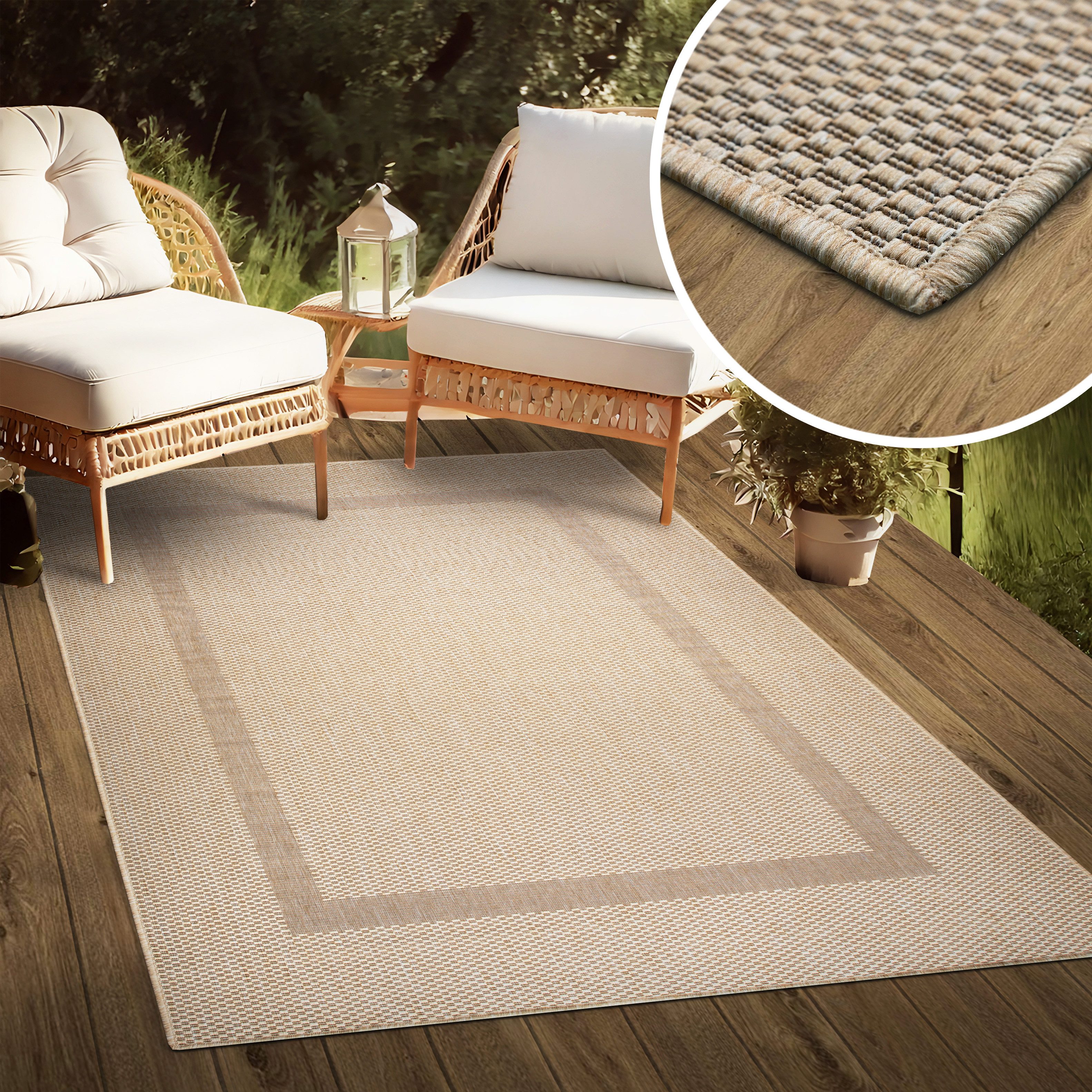 my home Vloerkleed Venetië rand is ook als loper verkrijgbaar Geschikt voor binnen en buiten, sisal-look, weerbestendig & uv-bestendig