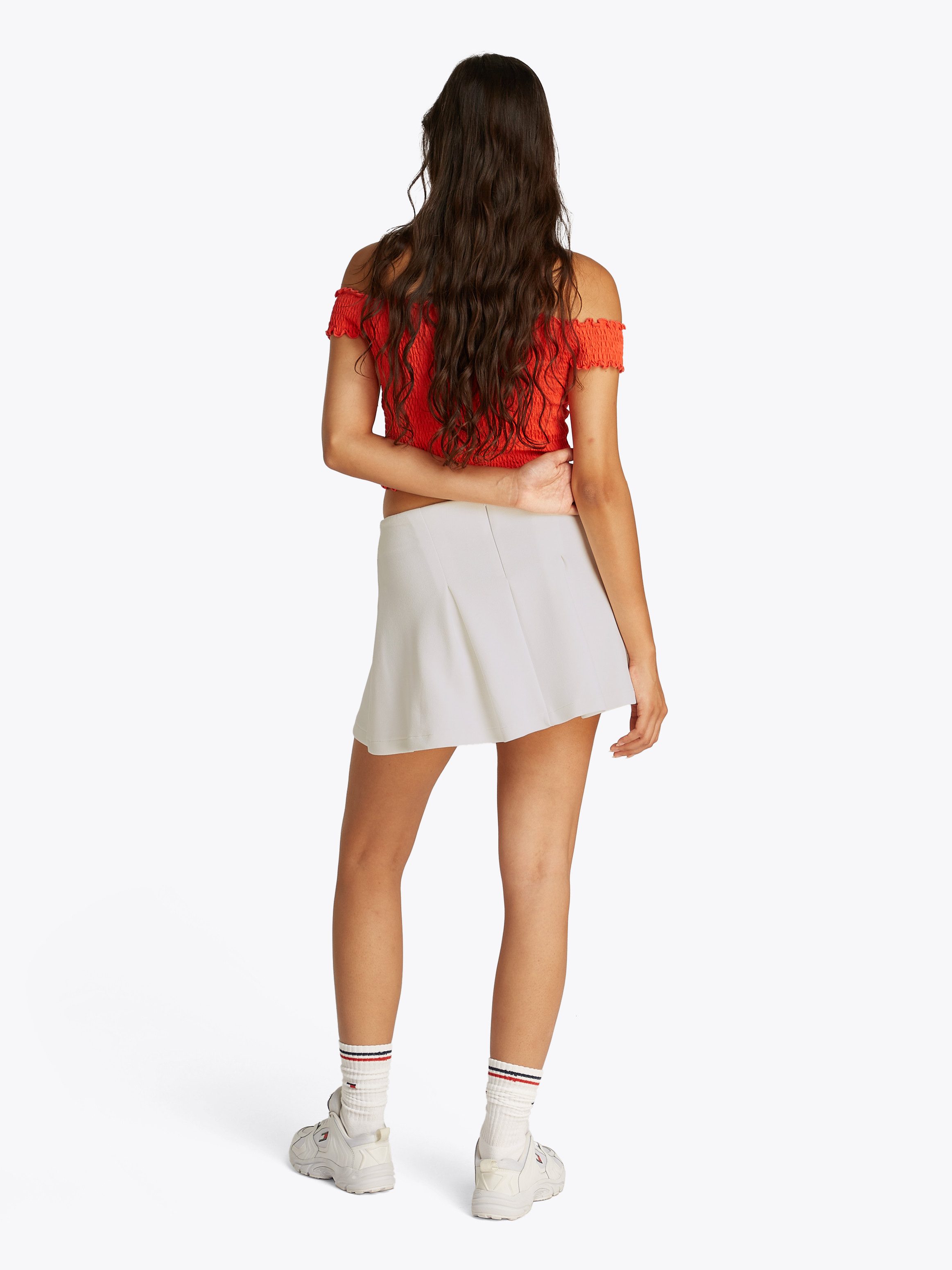 TOMMY JEANS Minirok TJW PIQUE BADGE F&F SKIRT EXT met logo-badge, pique-kwaliteit, fit & flare